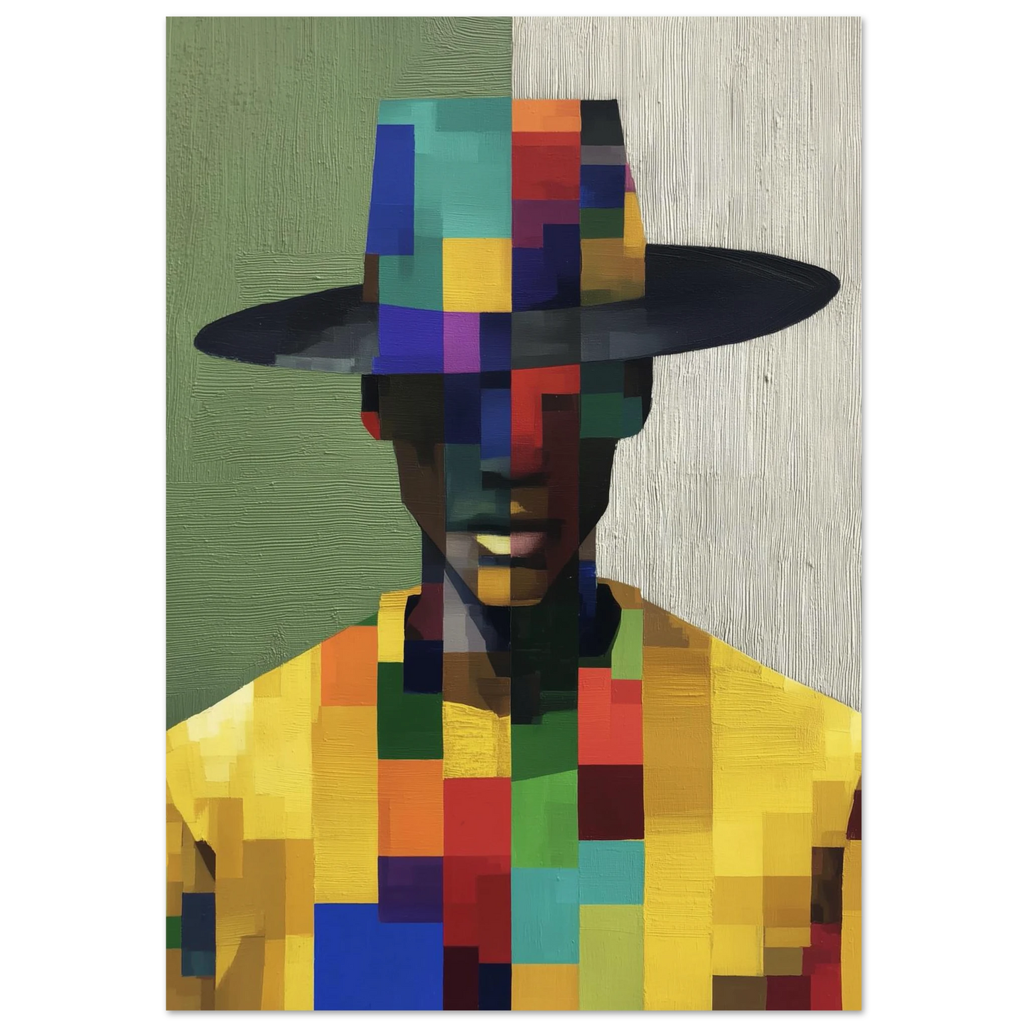 Homme au Chapeau Pixelisé — affiche d'art — art mural STNCL