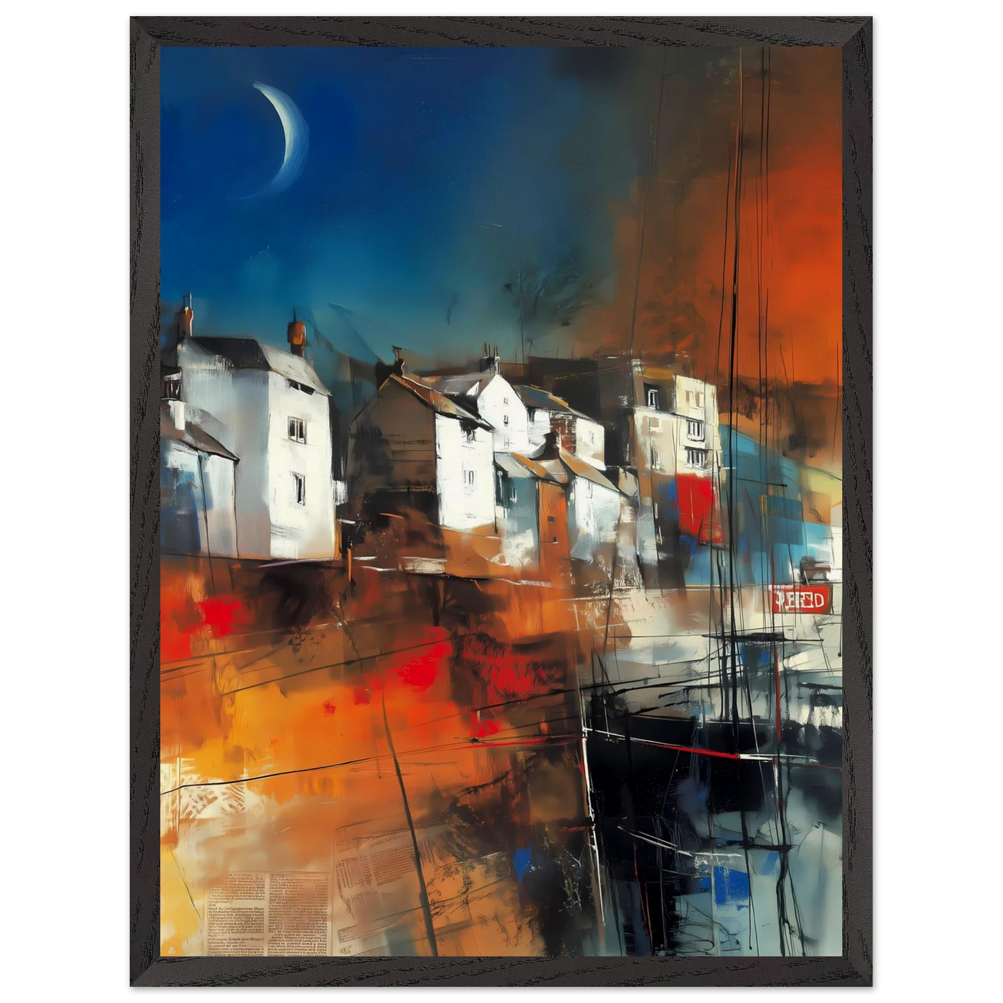 Port sous le Croissant de Lune — tableau encadré bois — vue 15 — art mural STNCL