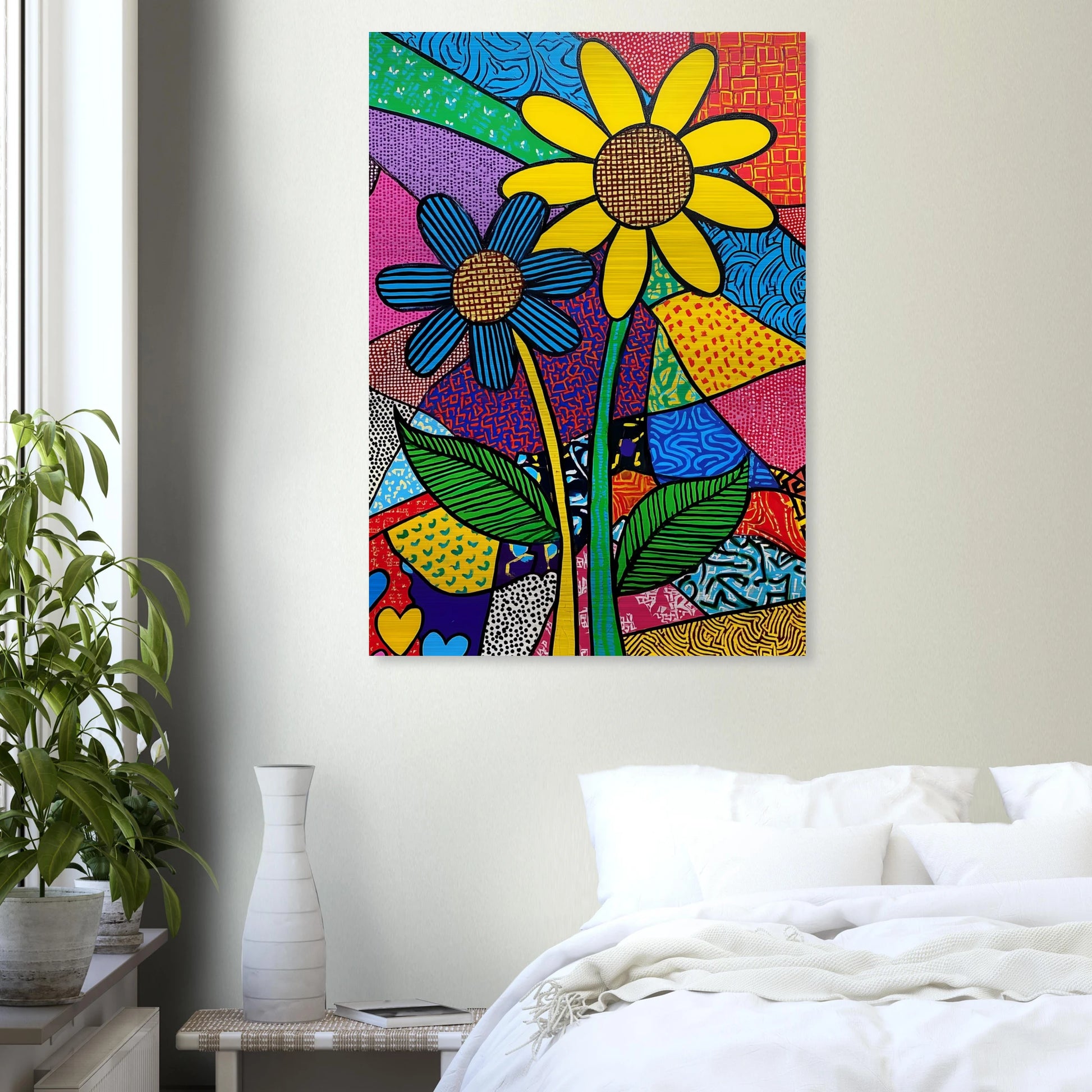 Deux Fleurs en Fête — tableau aluminium — vue 7 — art mural STNCL