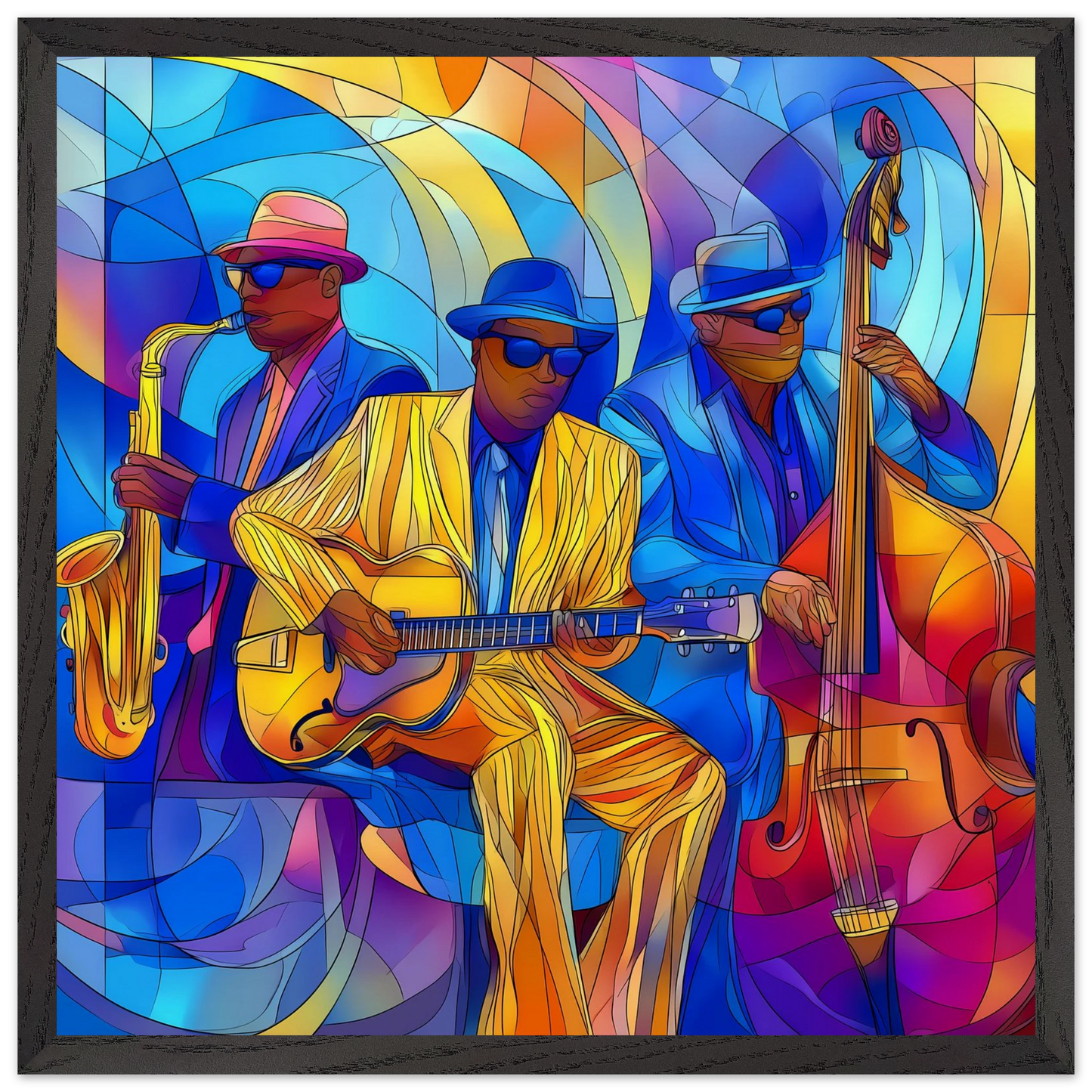 Trio de Jazz — tableau encadre bois — vue 8 — art mural STNCL