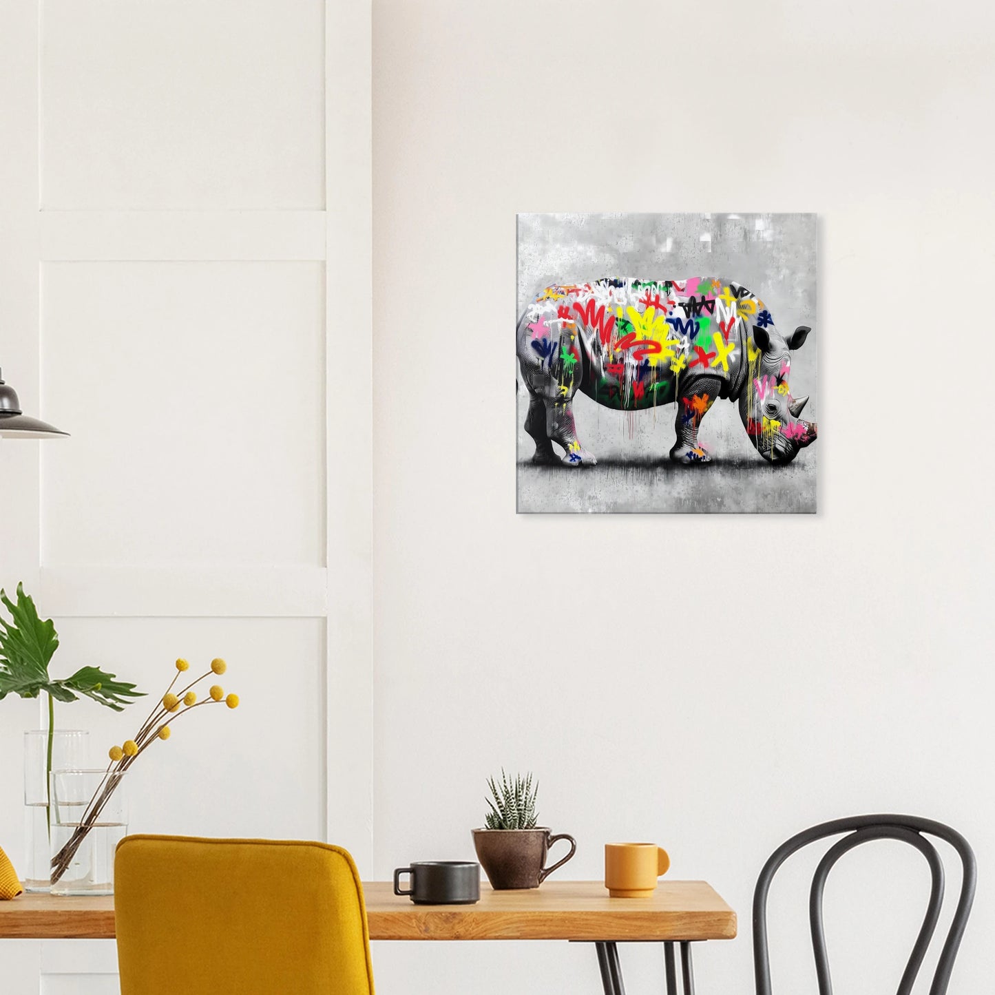 Rhinocéros Bombé — tableau sur toile — vue 7 — art mural STNCL