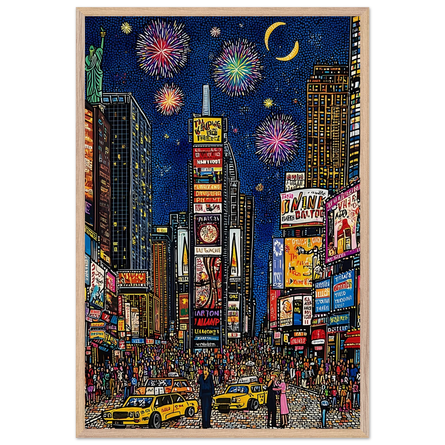 New York en Fête — tableau encadre bois — vue 14 — art mural STNCL