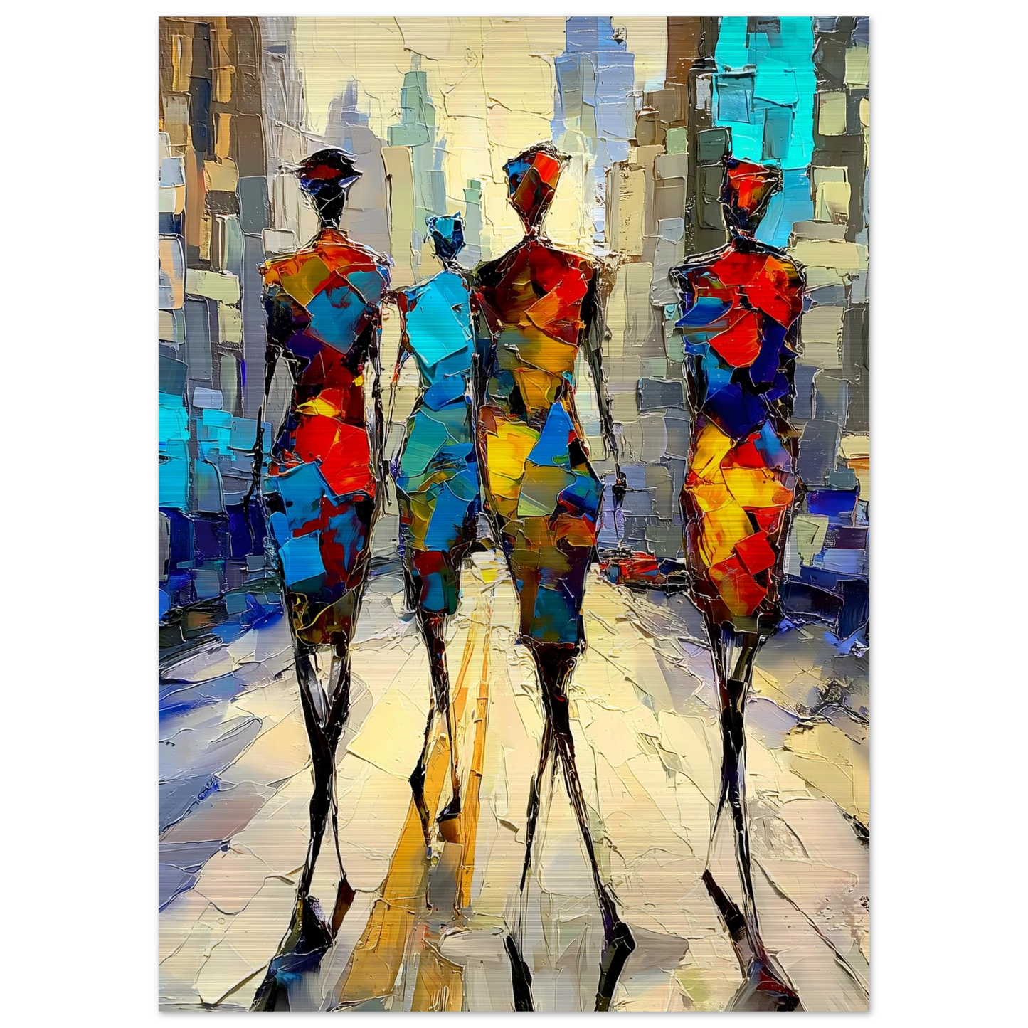Silhouettes en Mosaïque — tableau aluminium — vue 4 — art mural STNCL