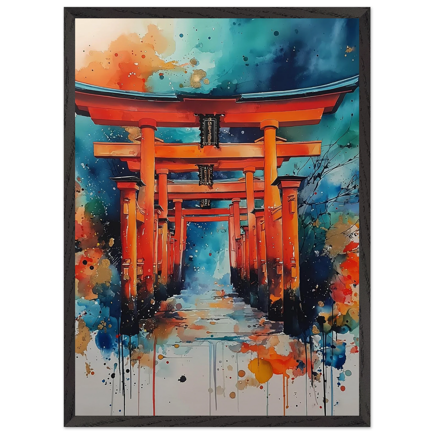 Le Sentier des Mille Portes — tableau encadré bois — vue 10 — art mural STNCL