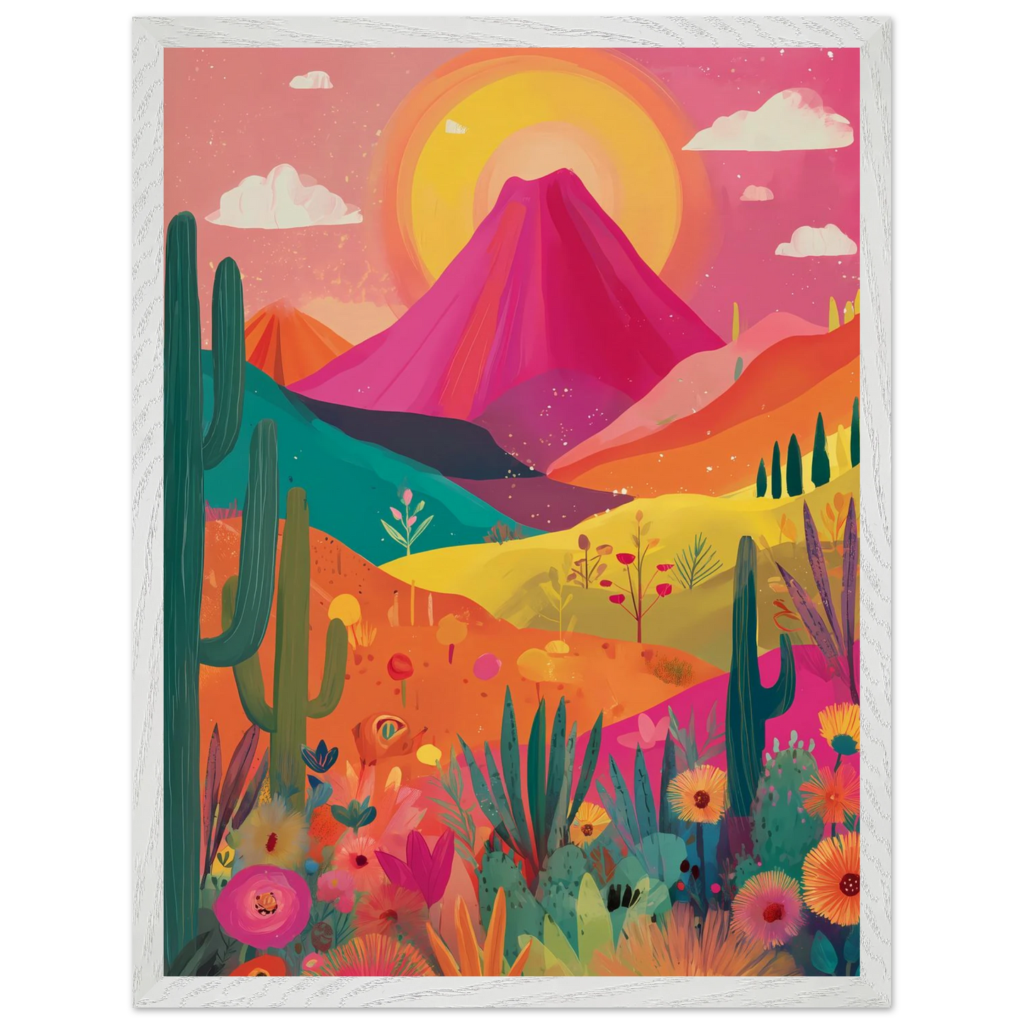 Volcan Fleuri — tableau encadre bois — vue 8 — art mural STNCL