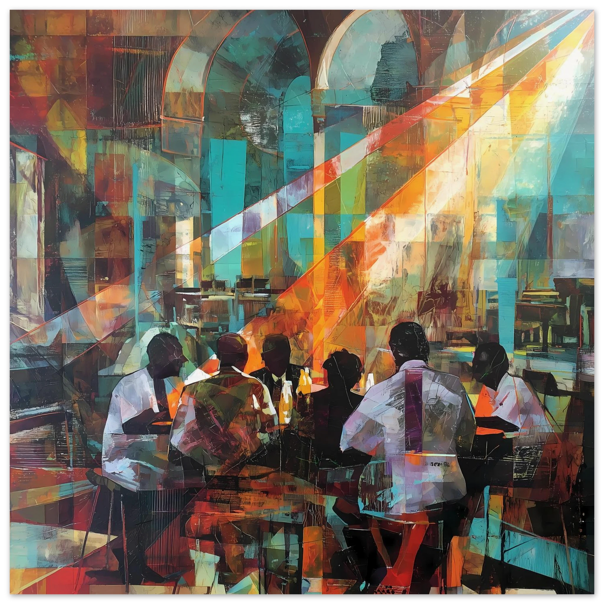 Rencontre au Café — affiche d'art — vue 3 — art mural STNCL