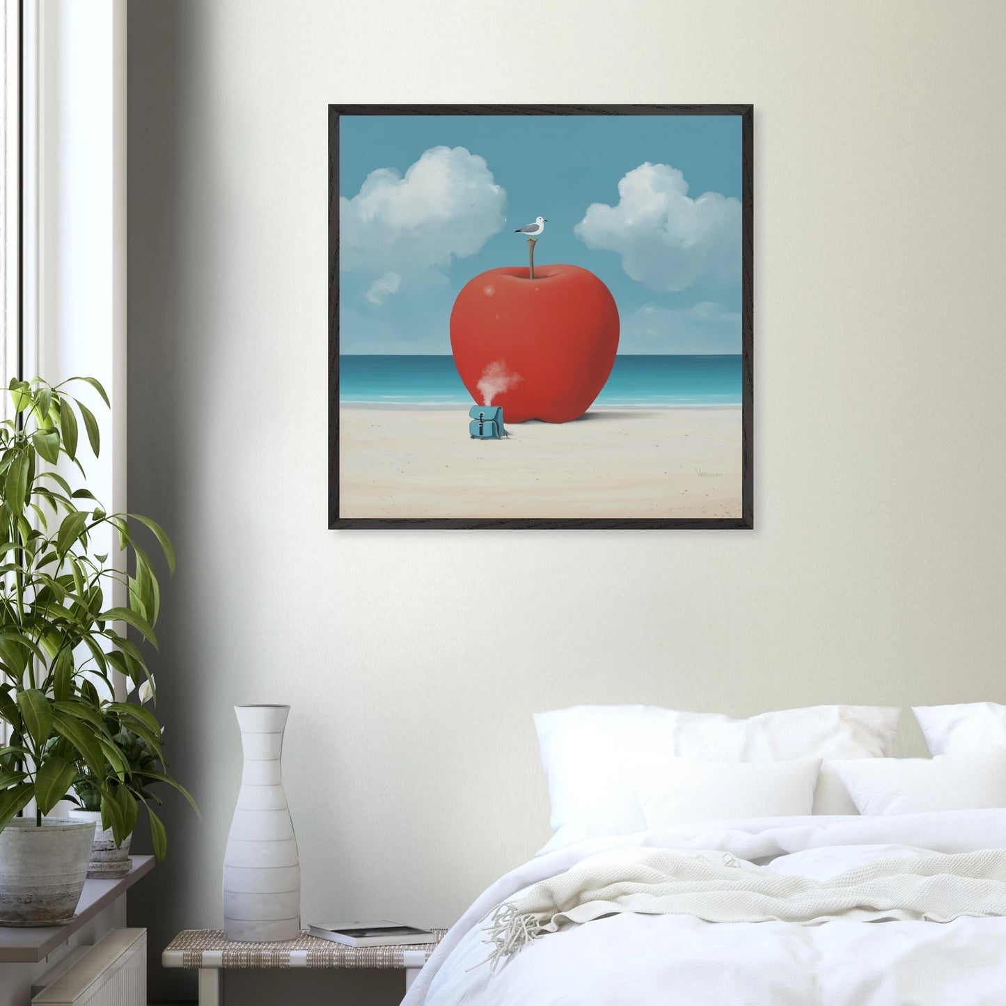 La Pomme et la Mouette — tableau encadré bois — vue 14 — art mural STNCL