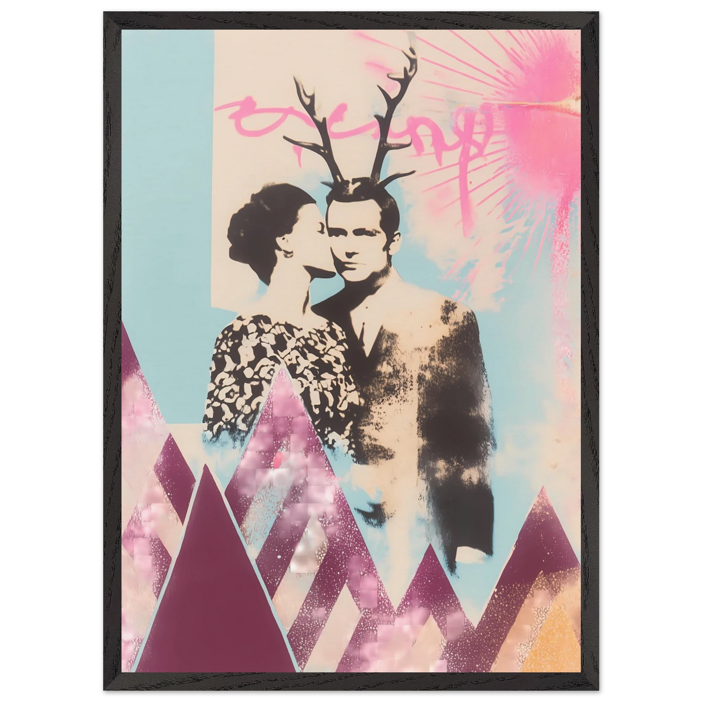 Le Couple aux Bois — tableau encadré bois — vue 10 — art mural STNCL