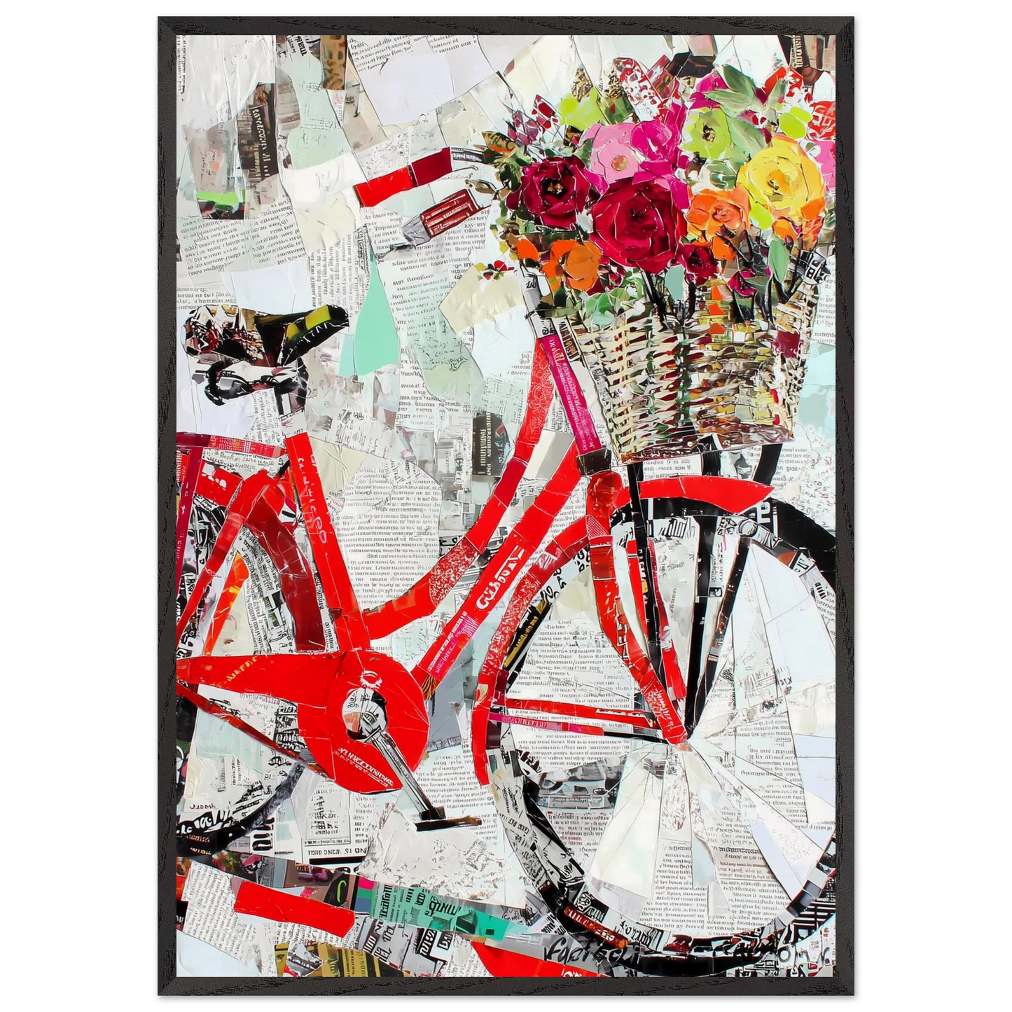 Le Vélo Fleuri — tableau encadré bois — art mural STNCL