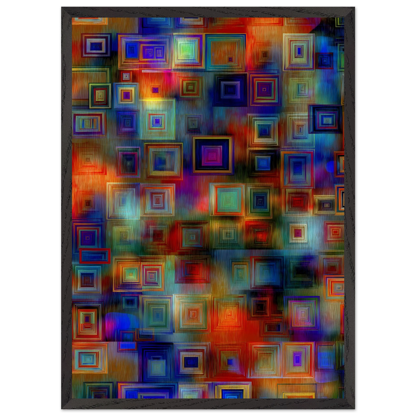 Trame de Carrés — tableau encadré bois — vue 10 — art mural STNCL