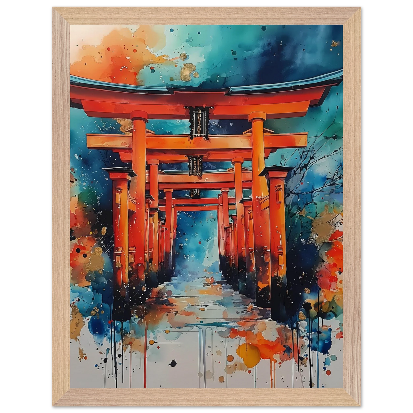 Le Sentier des Mille Portes — tableau encadré bois — vue 12 — art mural STNCL