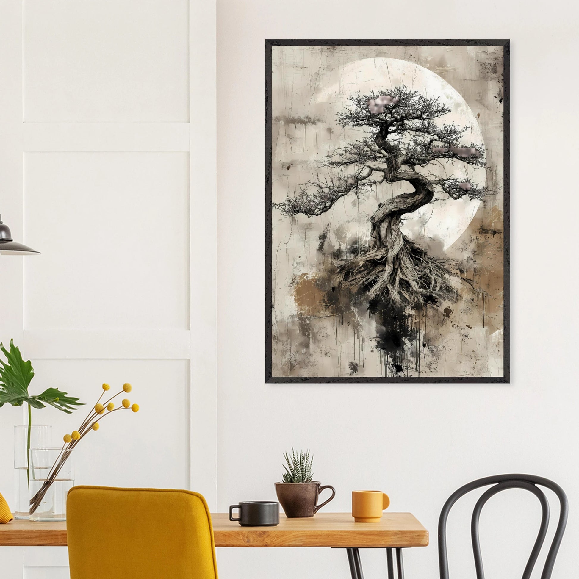 Bonsaï sous la Lune — tableau encadre bois — vue 18 — art mural STNCL