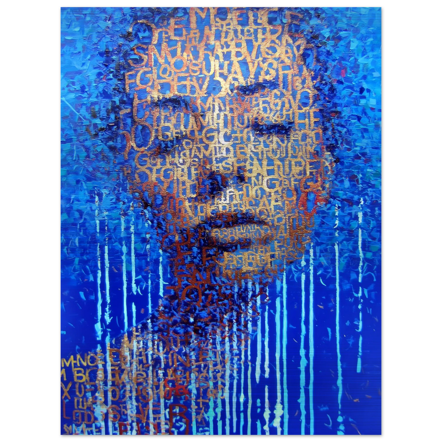 Visage de Lettres — tableau aluminium — vue 5 — art mural STNCL