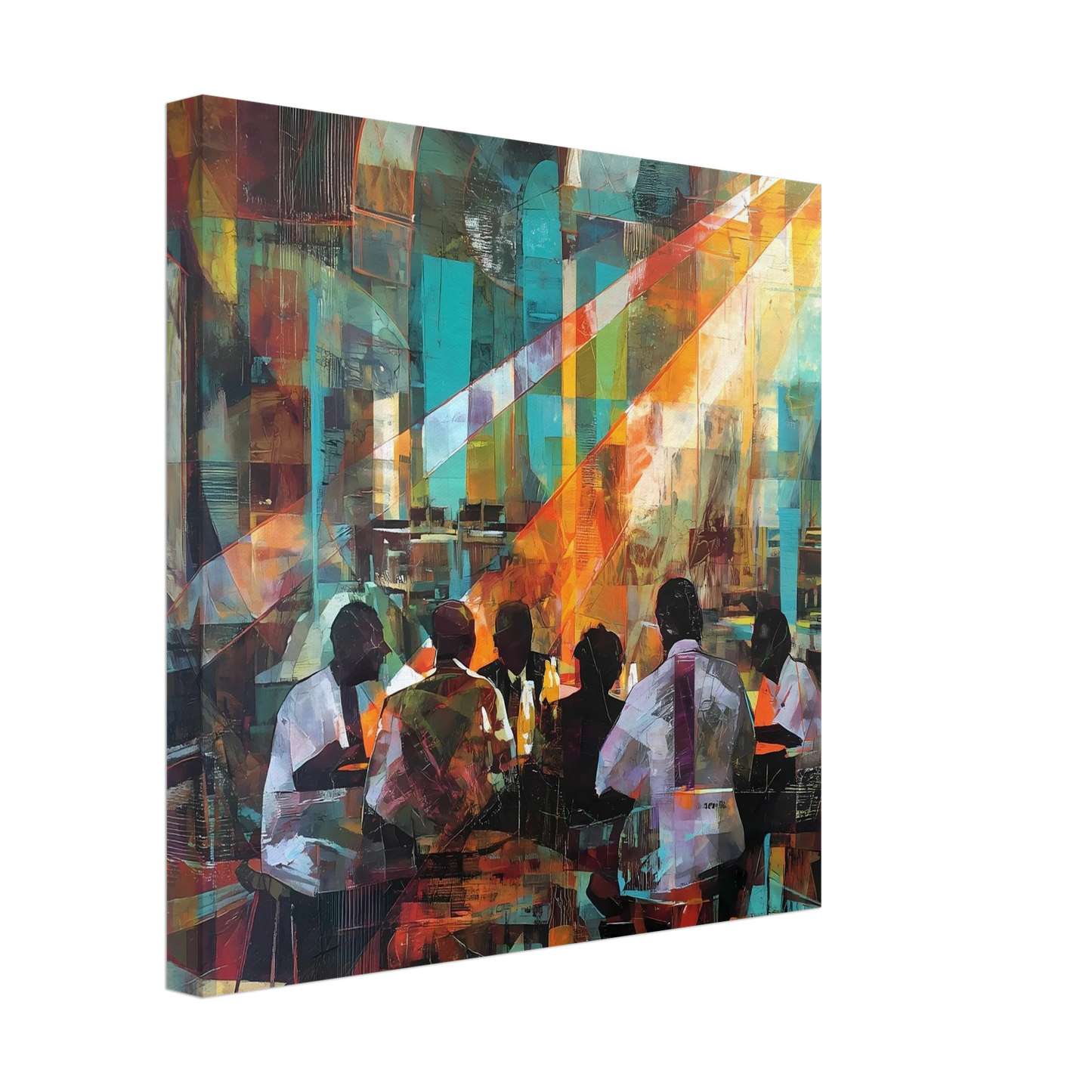 Rencontre au Café — tableau sur toile — vue 3 — art mural STNCL