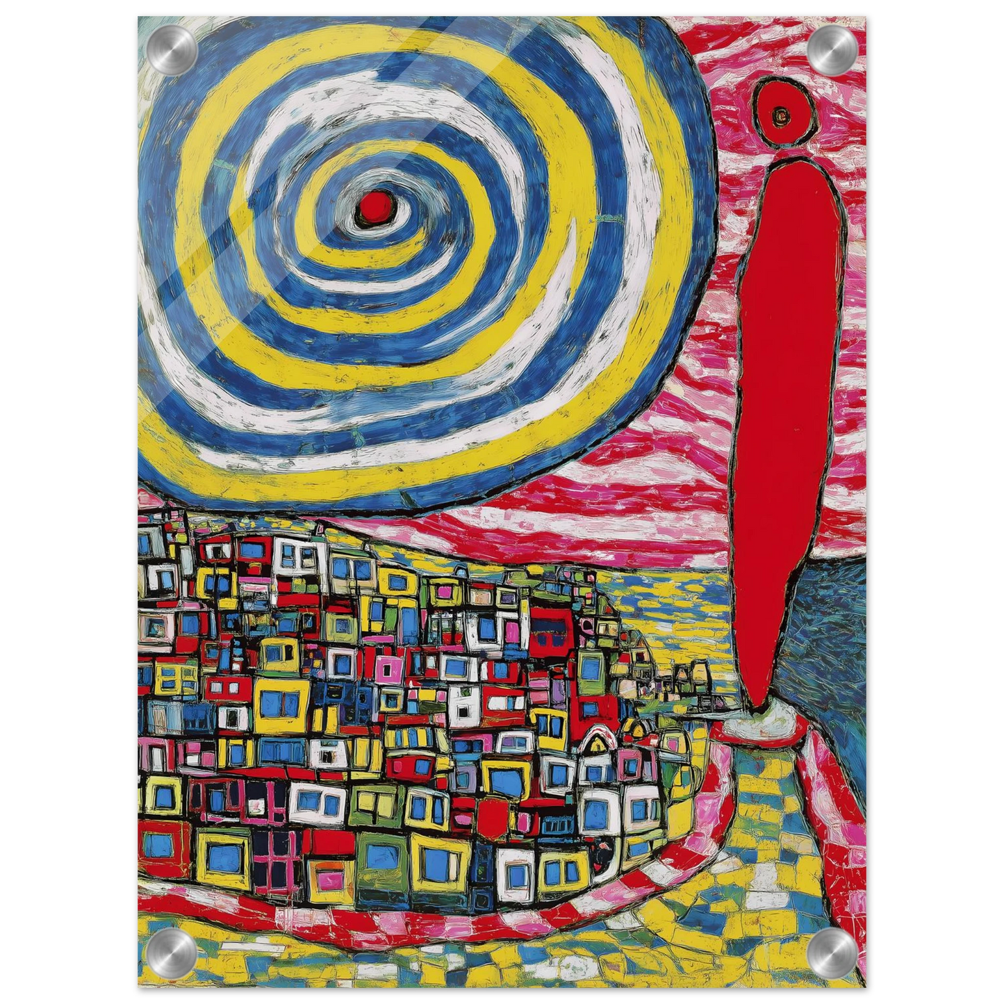 La Spirale et les Maisons — tableau plexiglas — vue 3 — art mural STNCL