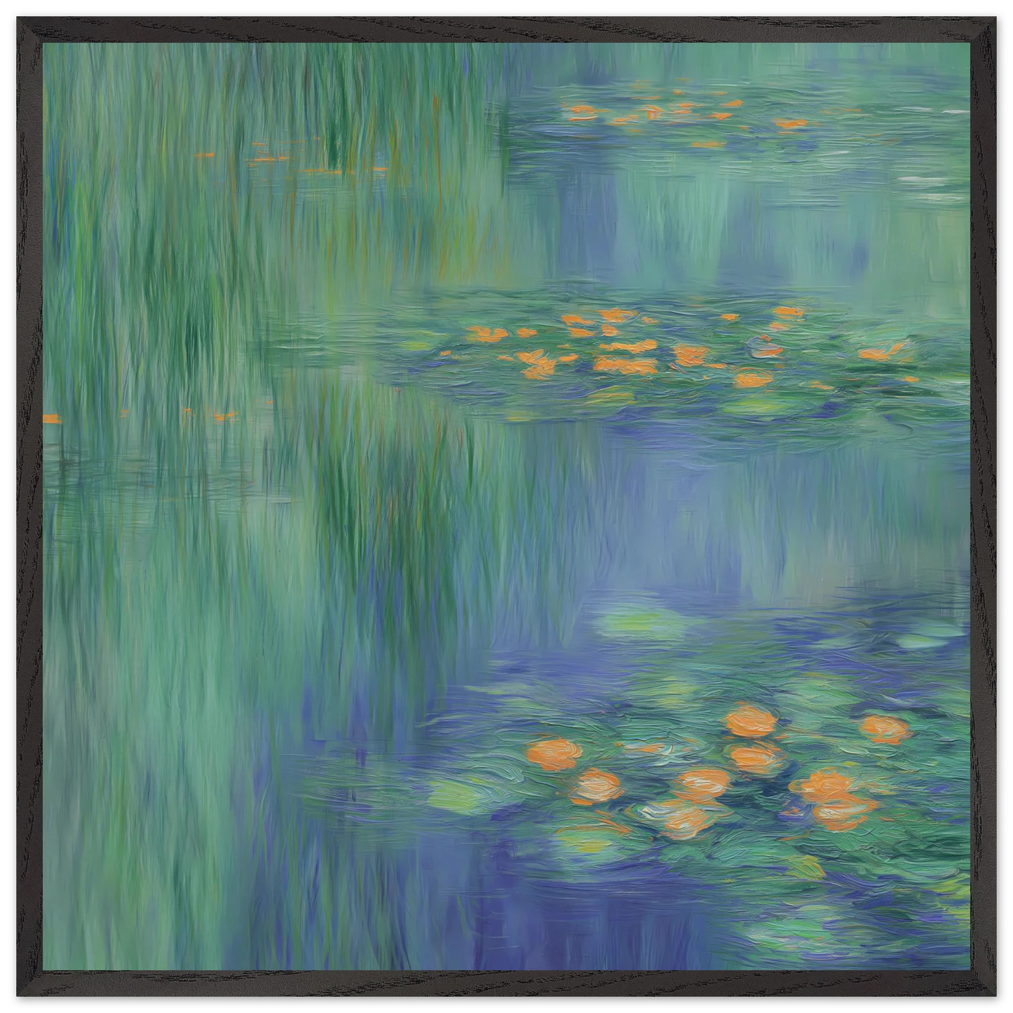 Reflets de Nénuphars — tableau encadré bois — art mural STNCL