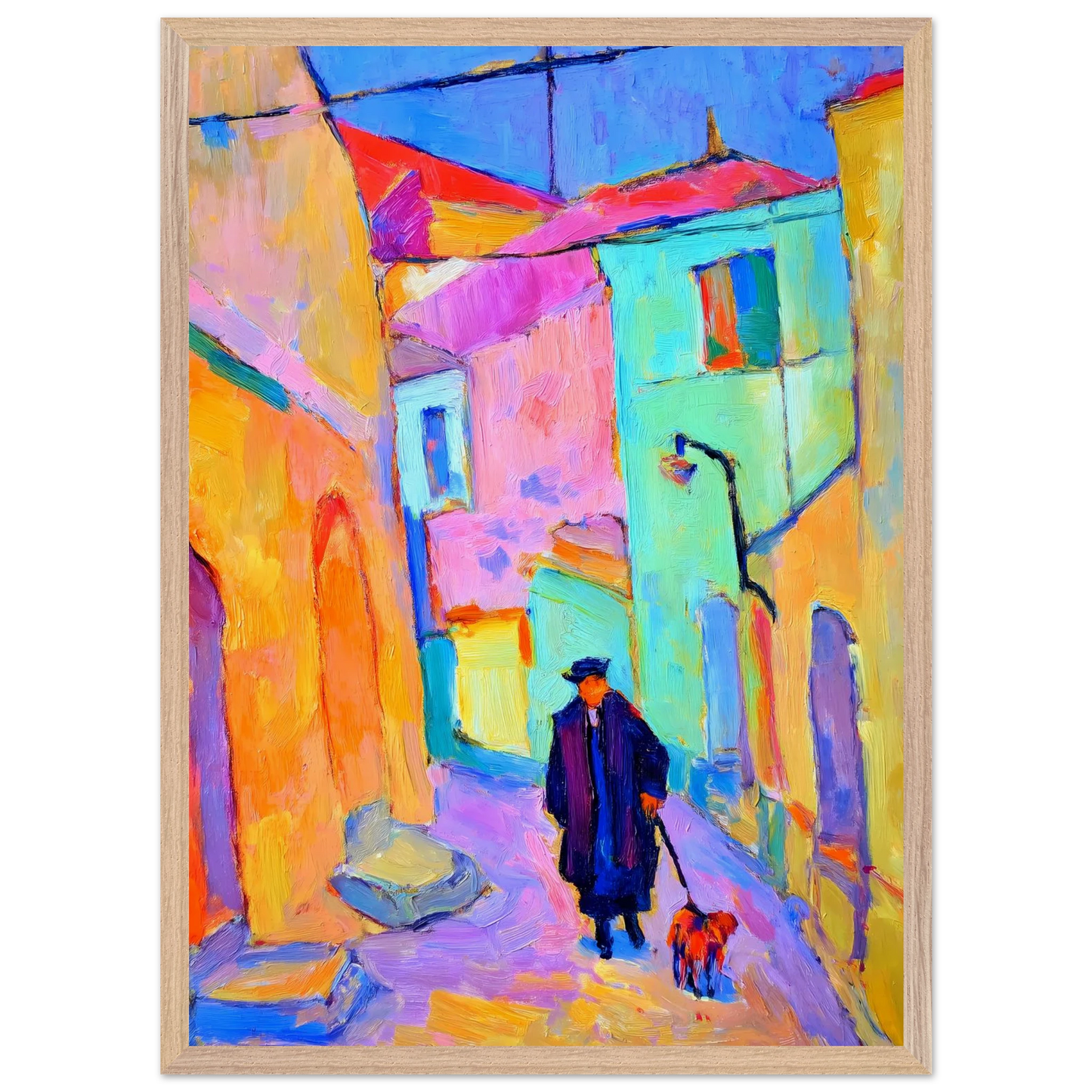 Le Promeneur en Bleu — tableau encadré bois — vue 13 — art mural STNCL