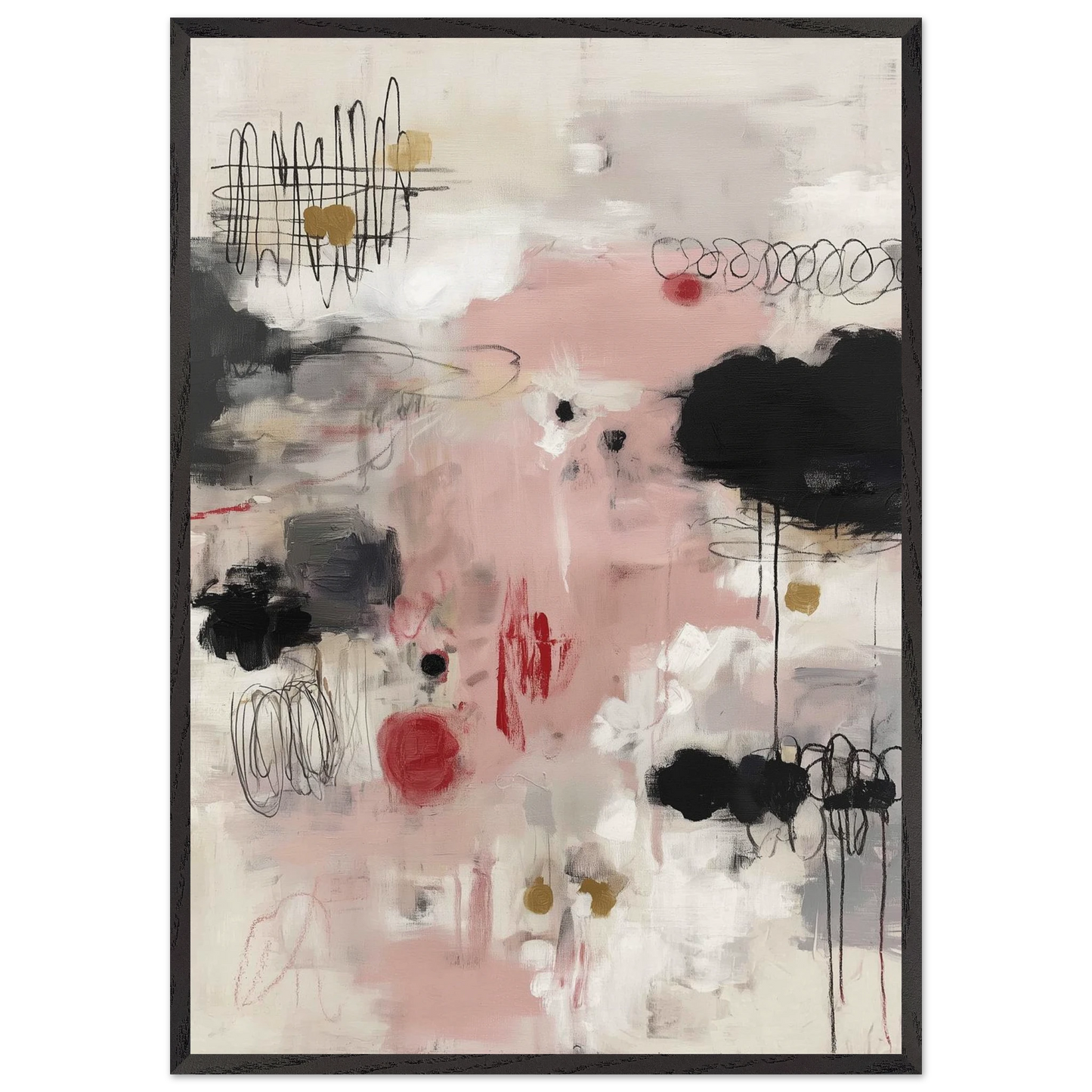 Murmures en Rose Pâle — tableau encadré bois — art mural STNCL