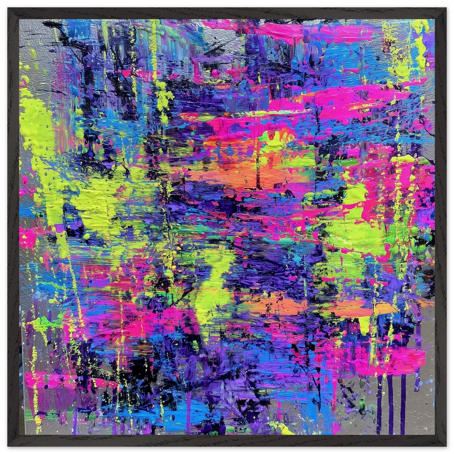 Éclats de Couleurs Mêlées — tableau encadré bois — art mural STNCL