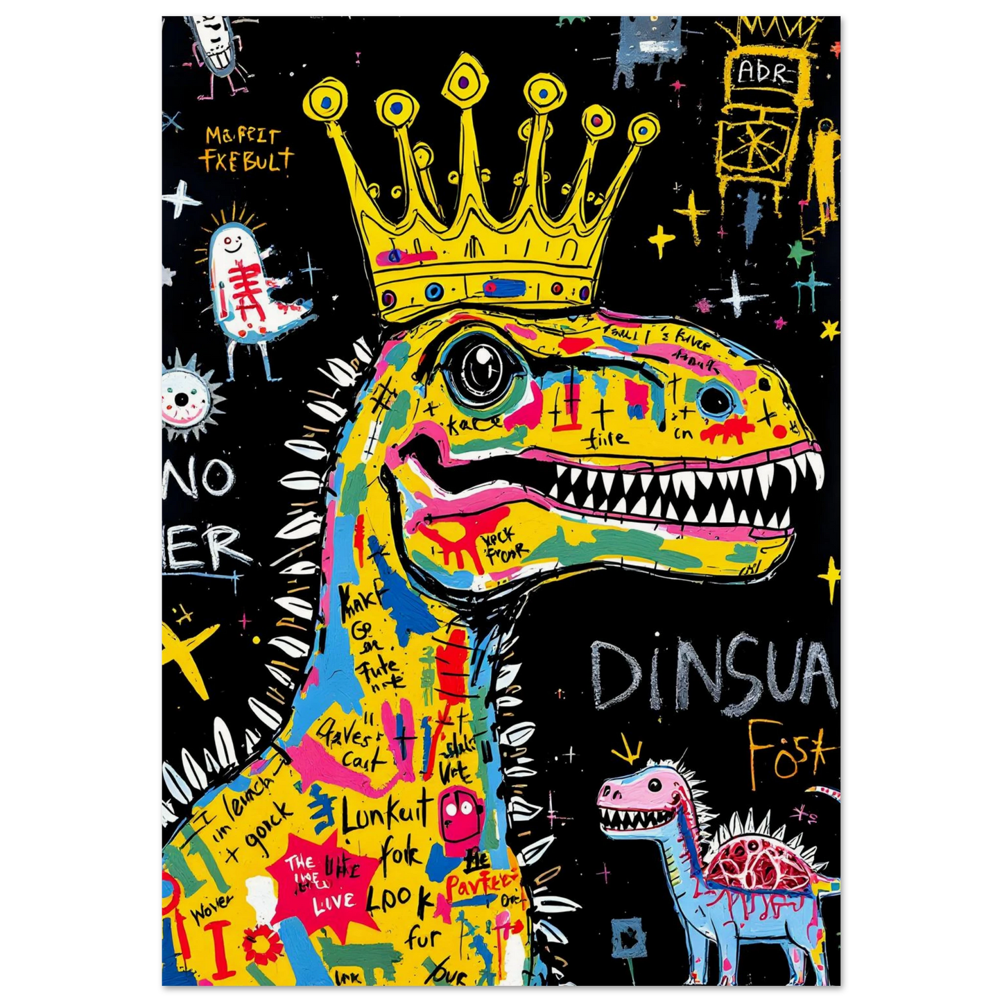 Dinosaure Roi Graffiti — affiche d'art — art mural STNCL