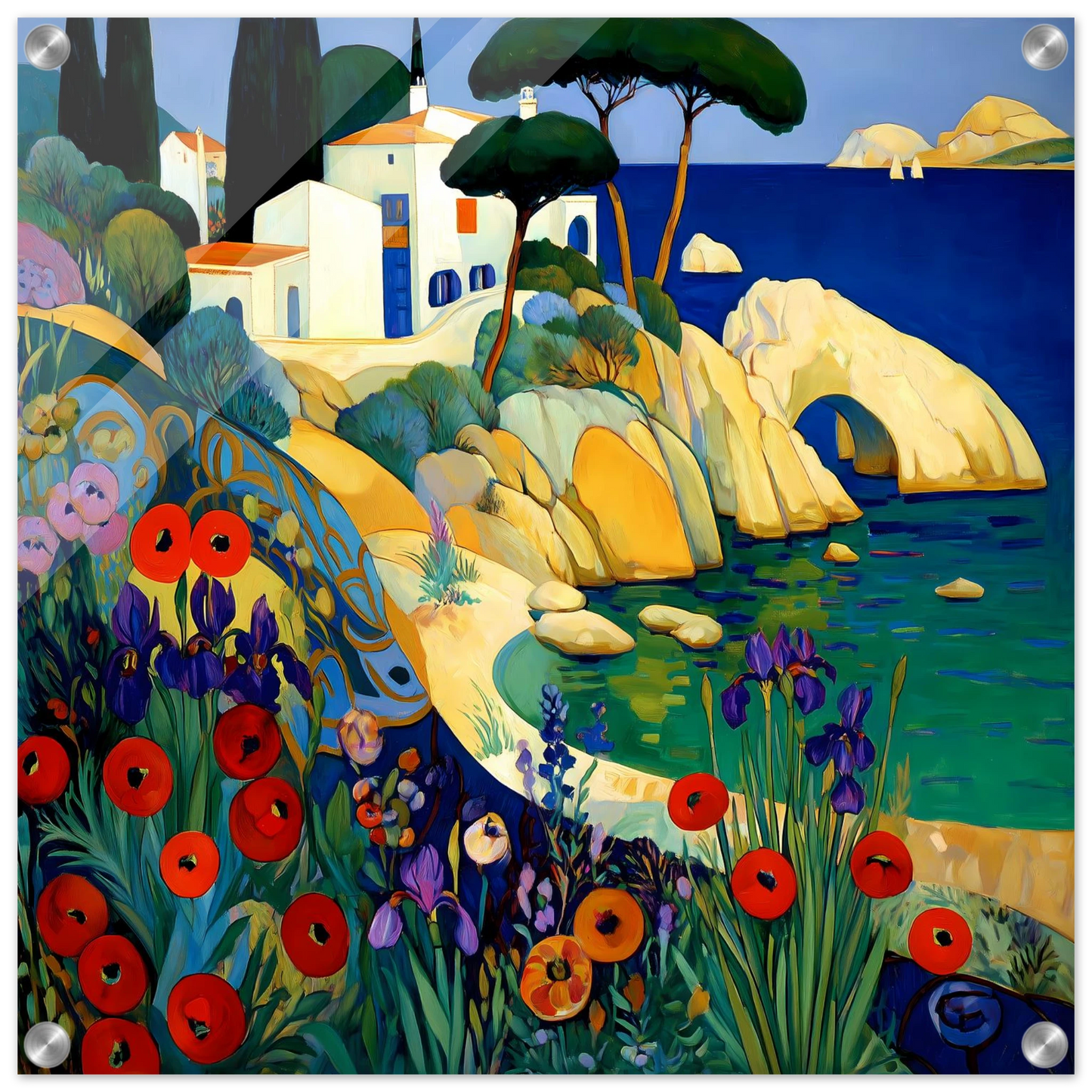 La Crique aux Coquelicots — tableau plexiglas — vue 2 — art mural STNCL