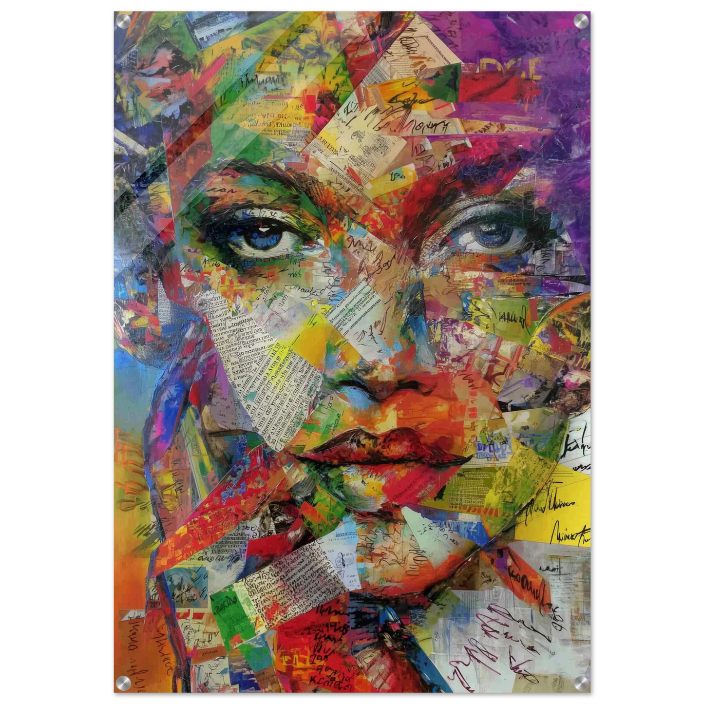 Visage Entre Les Mots — tableau plexiglas — art mural STNCL