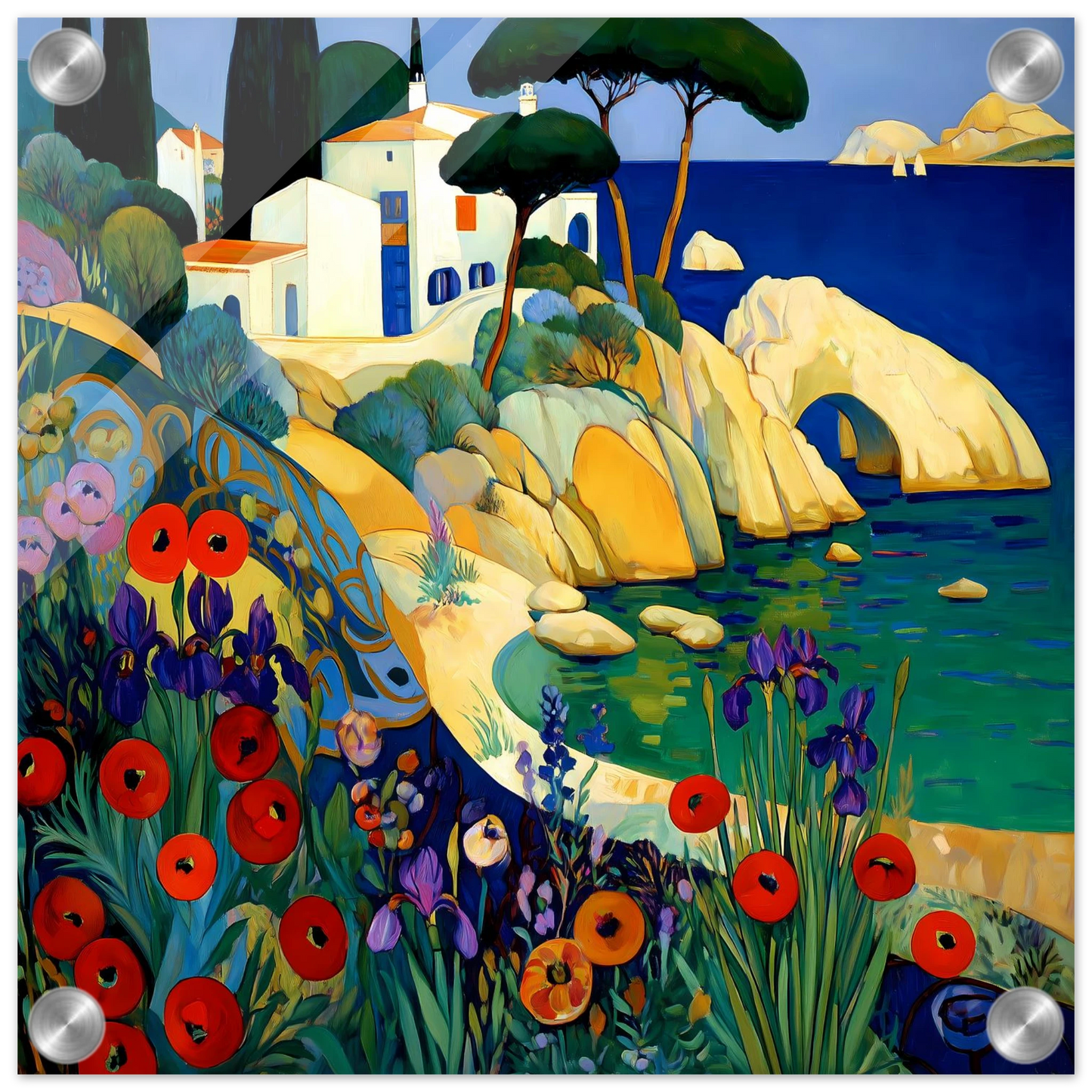 La Crique aux Coquelicots — tableau plexiglas — vue 3 — art mural STNCL
