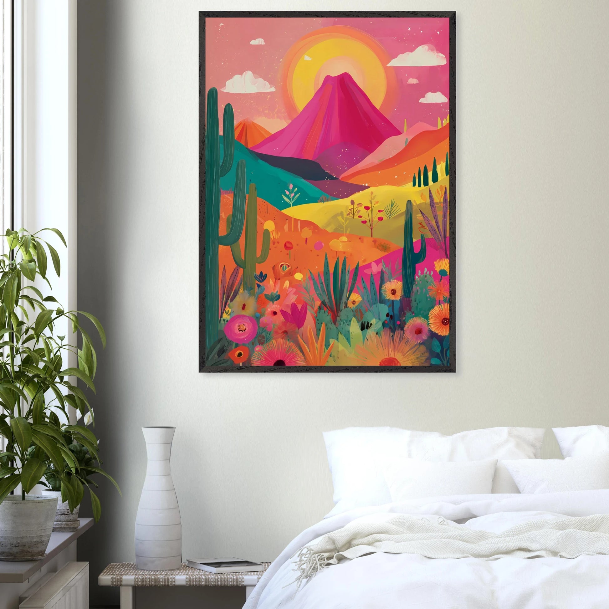 Volcan Fleuri — tableau encadre bois — vue 17 — art mural STNCL