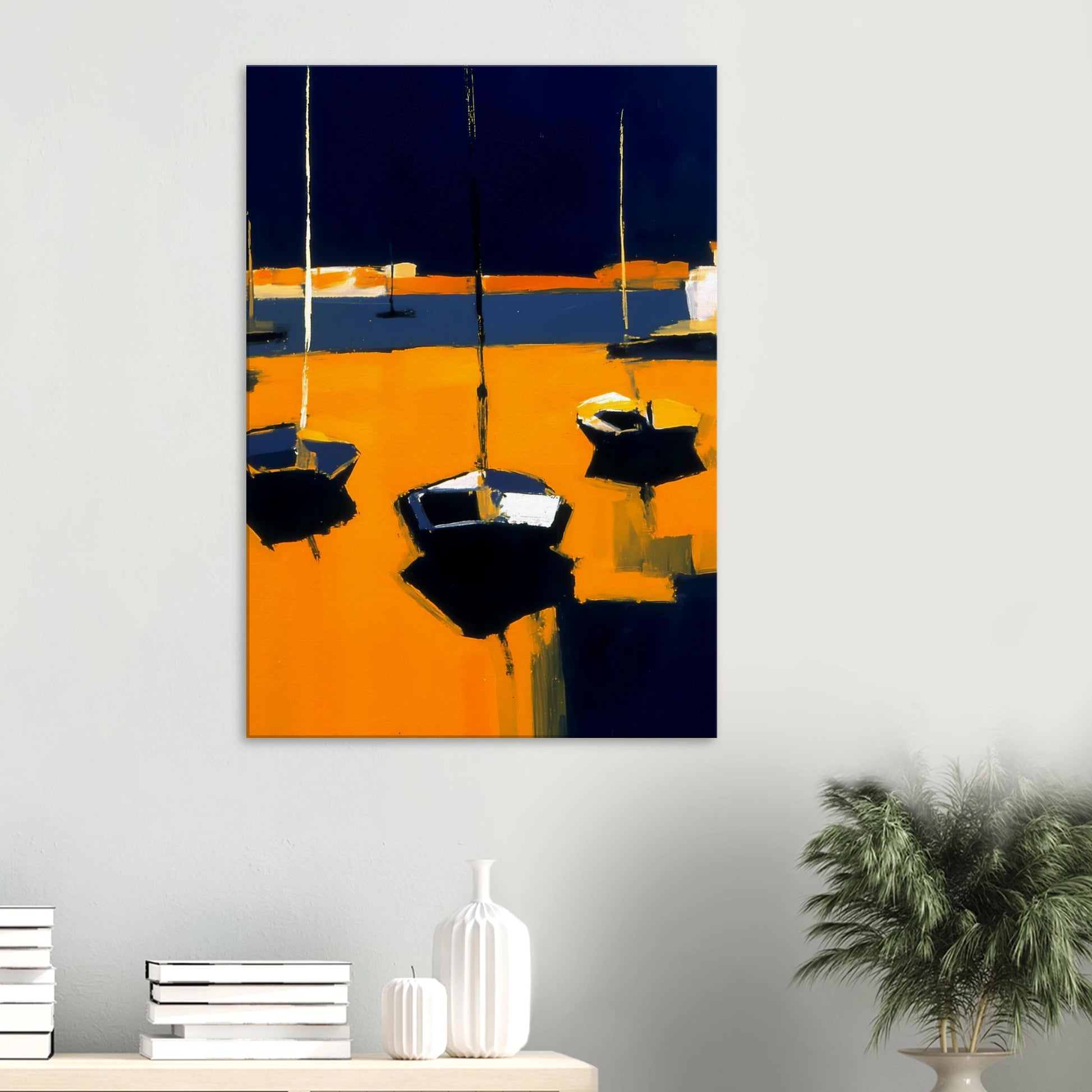 Barques au Soleil Couchant — tableau sur toile — vue 6 — art mural STNCL