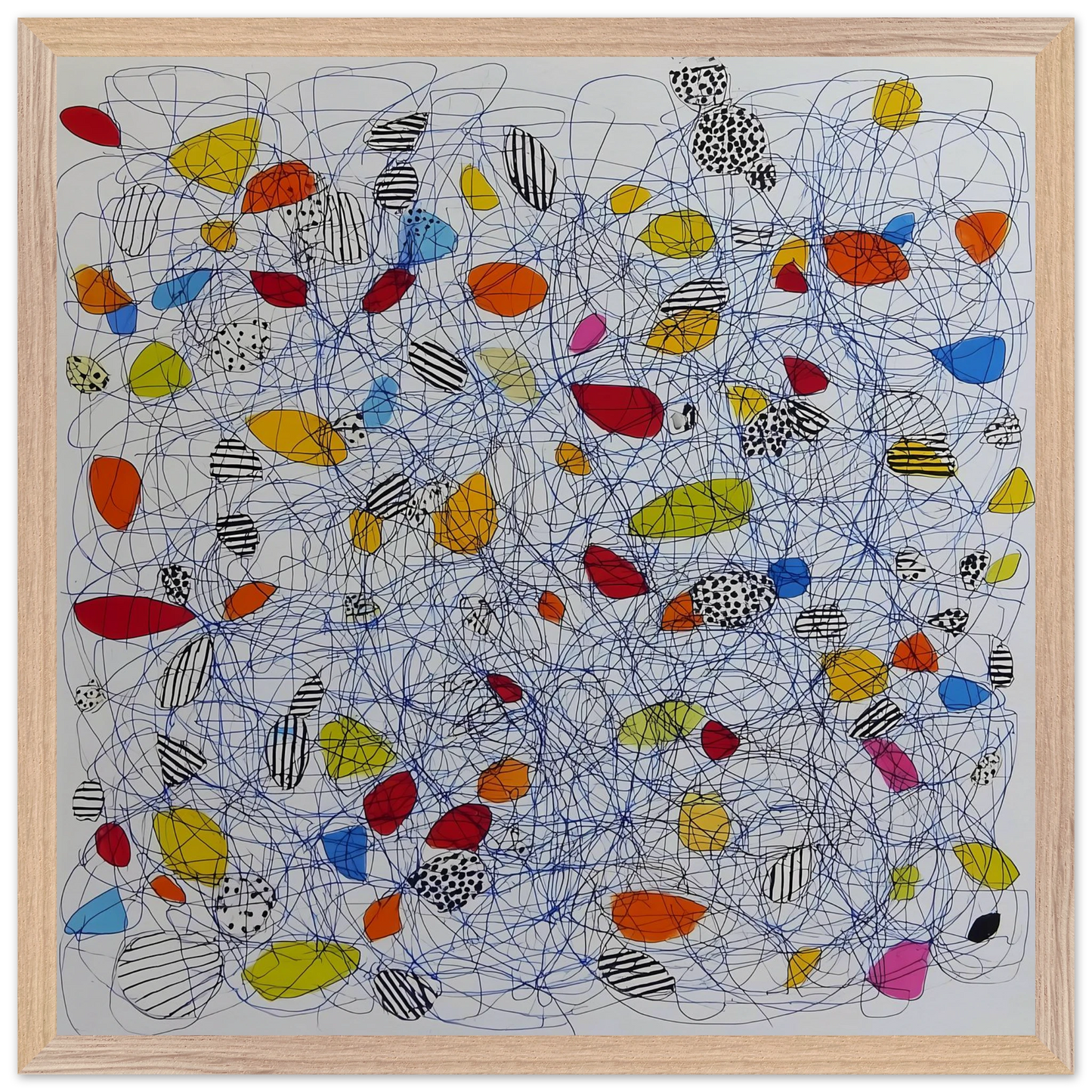 Pelote et Galets — tableau encadré bois — vue 3 — art mural STNCL