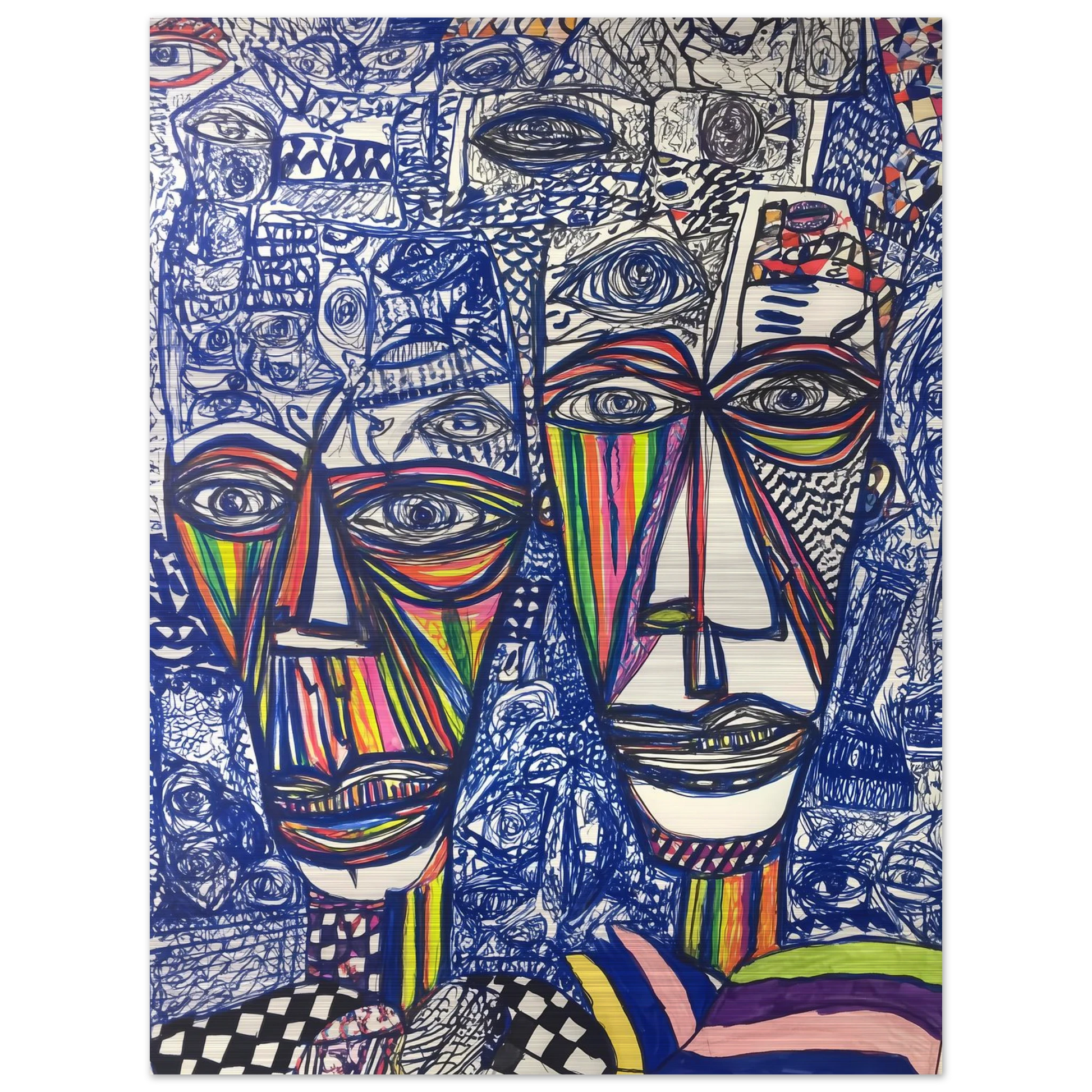 Deux Visages au Feutre — tableau aluminium — vue 5 — art mural STNCL
