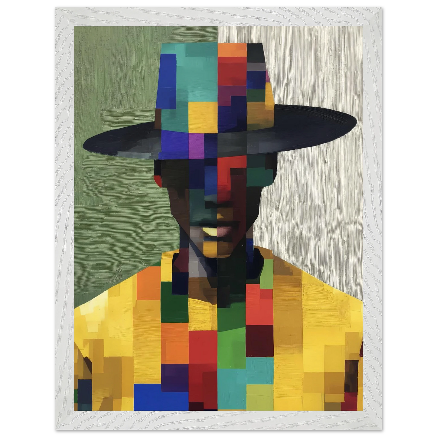 Portrait en Mosaïque — tableau encadre bois — vue 9 — art mural STNCL