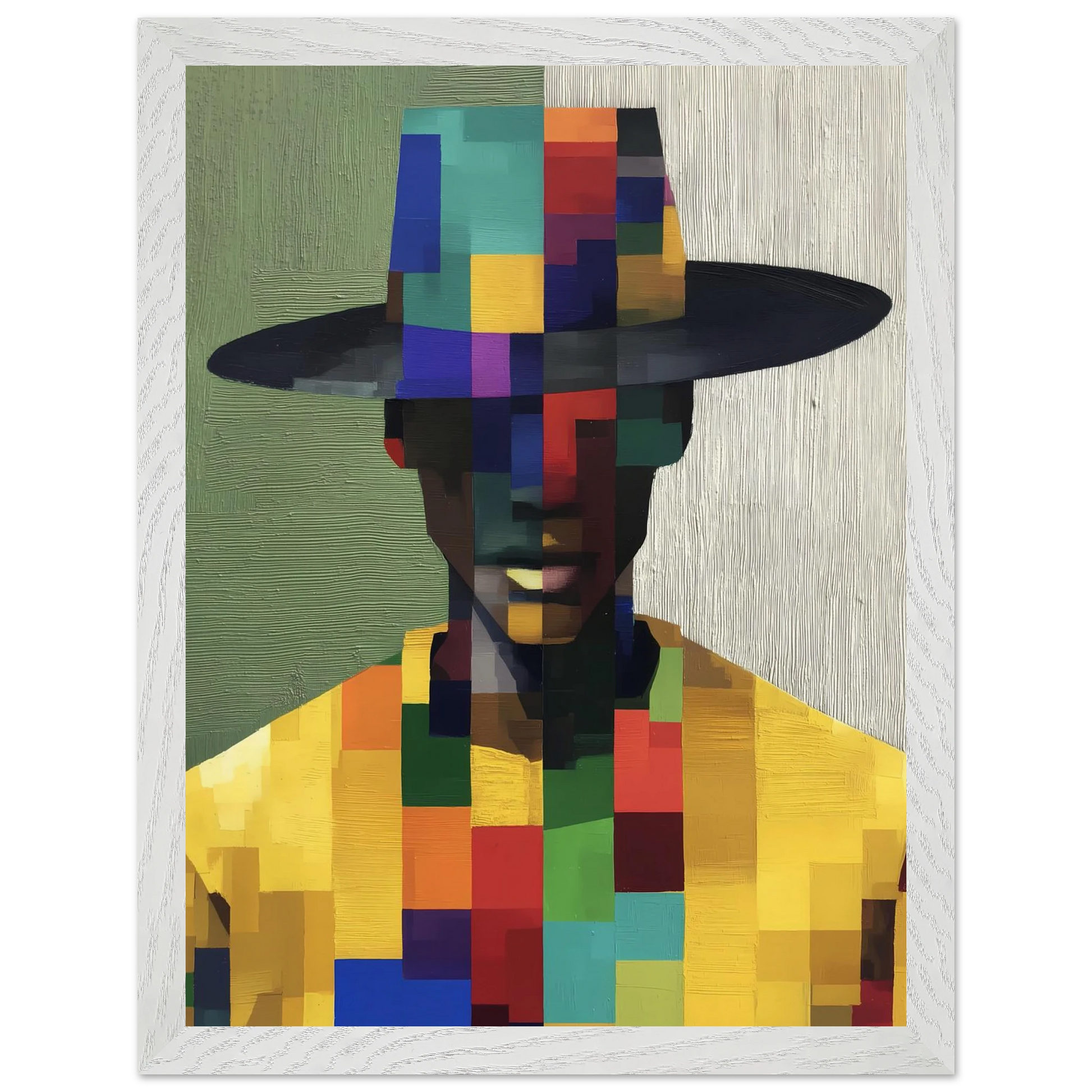 Portrait en Mosaïque — tableau encadre bois — vue 9 — art mural STNCL