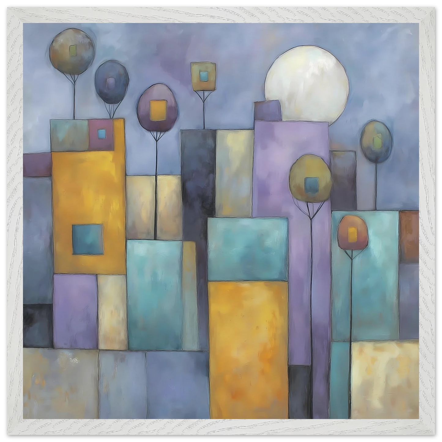 Ville sous la Lune — tableau encadré bois — vue 12 — art mural STNCL