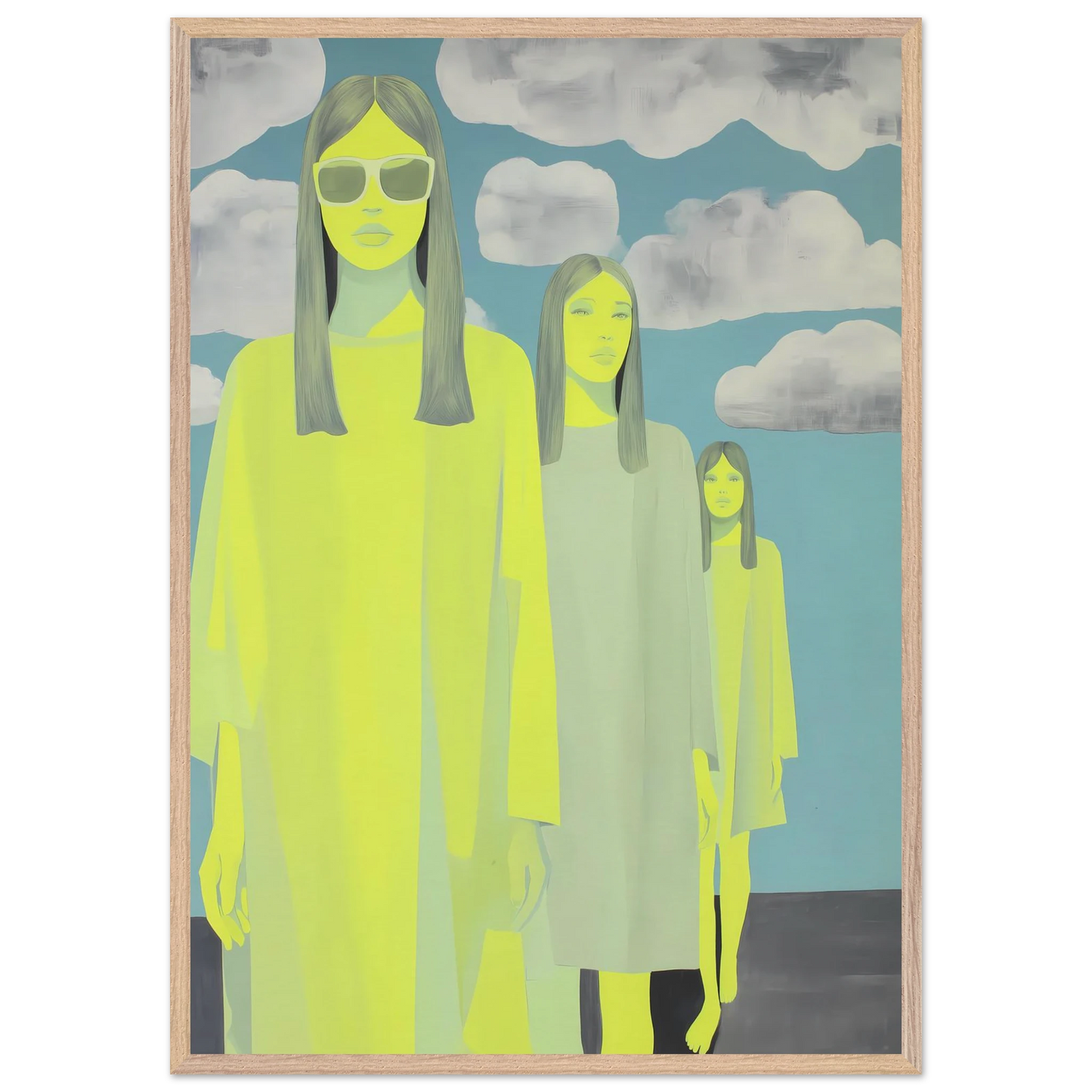 Les Trois Silhouettes — tableau encadré bois — vue 6 — art mural STNCL