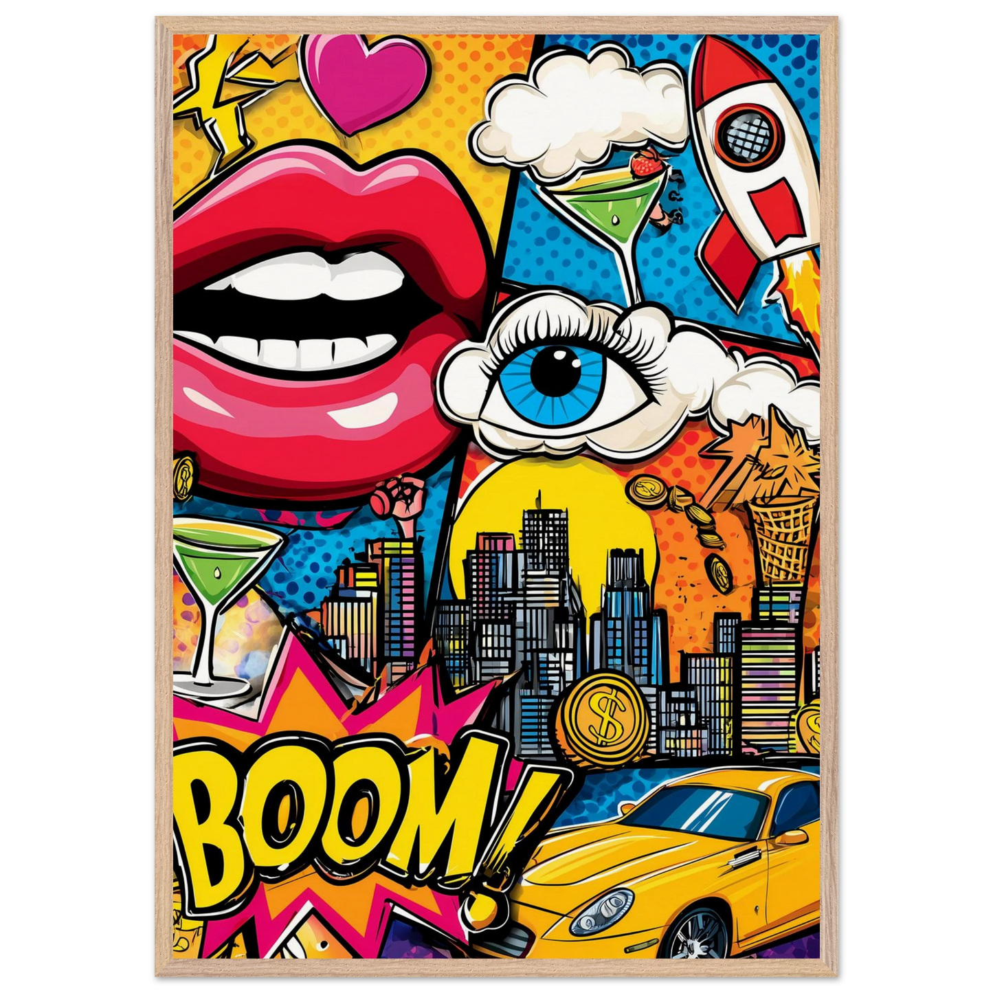 BOOM Pop Art — tableau encadre bois — vue 6 — art mural STNCL