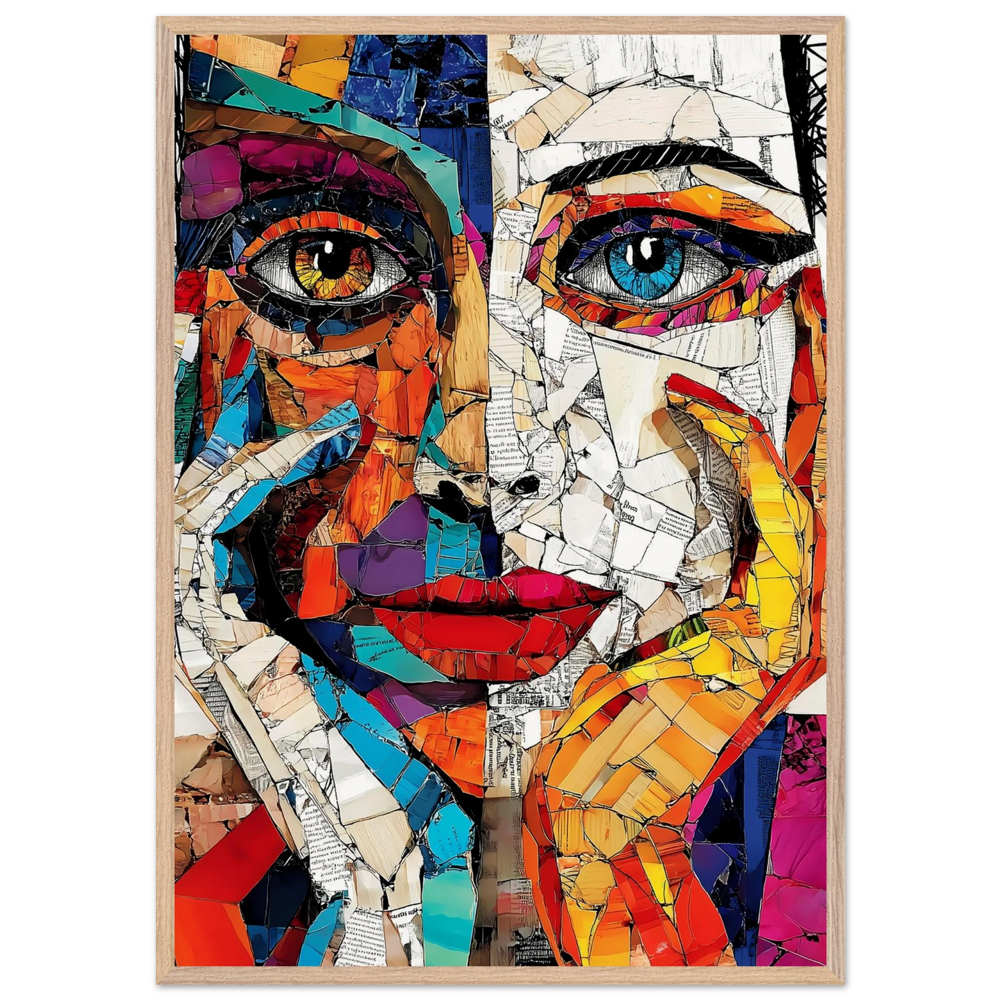 Visages Déchirés — tableau encadre bois — vue 6 — art mural STNCL