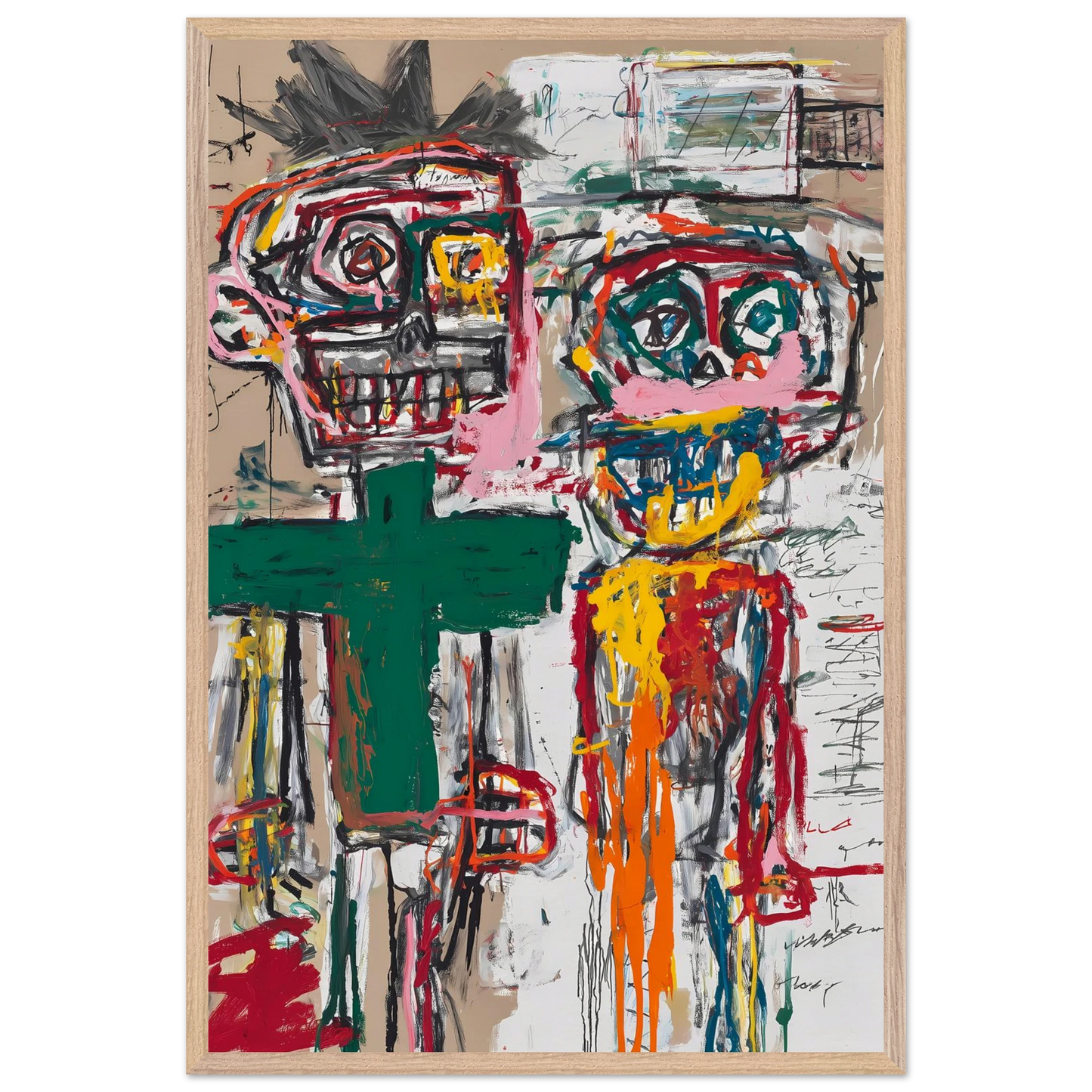 Deux Totems — tableau encadre bois — vue 14 — art mural STNCL