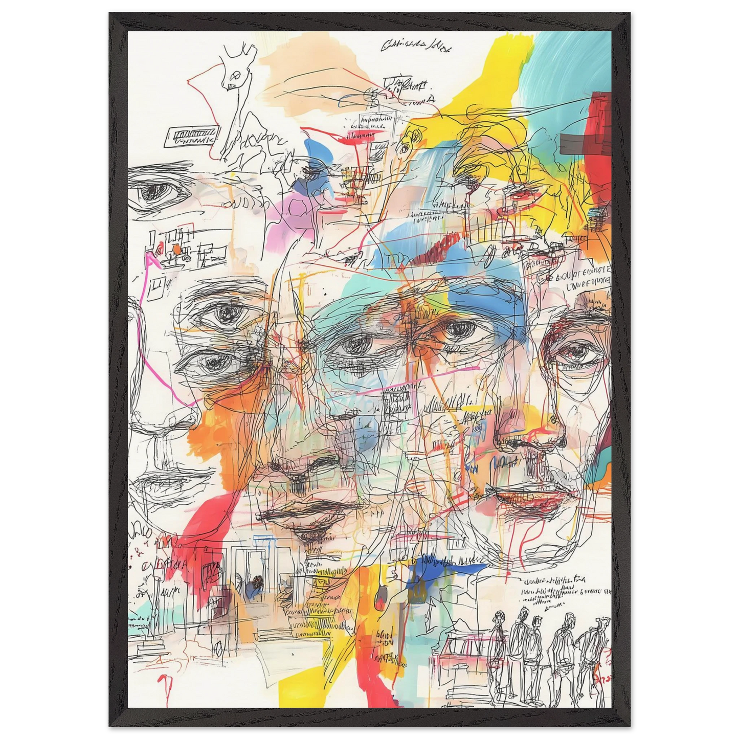 Carnet de Visages — tableau encadré bois — vue 10 — art mural STNCL