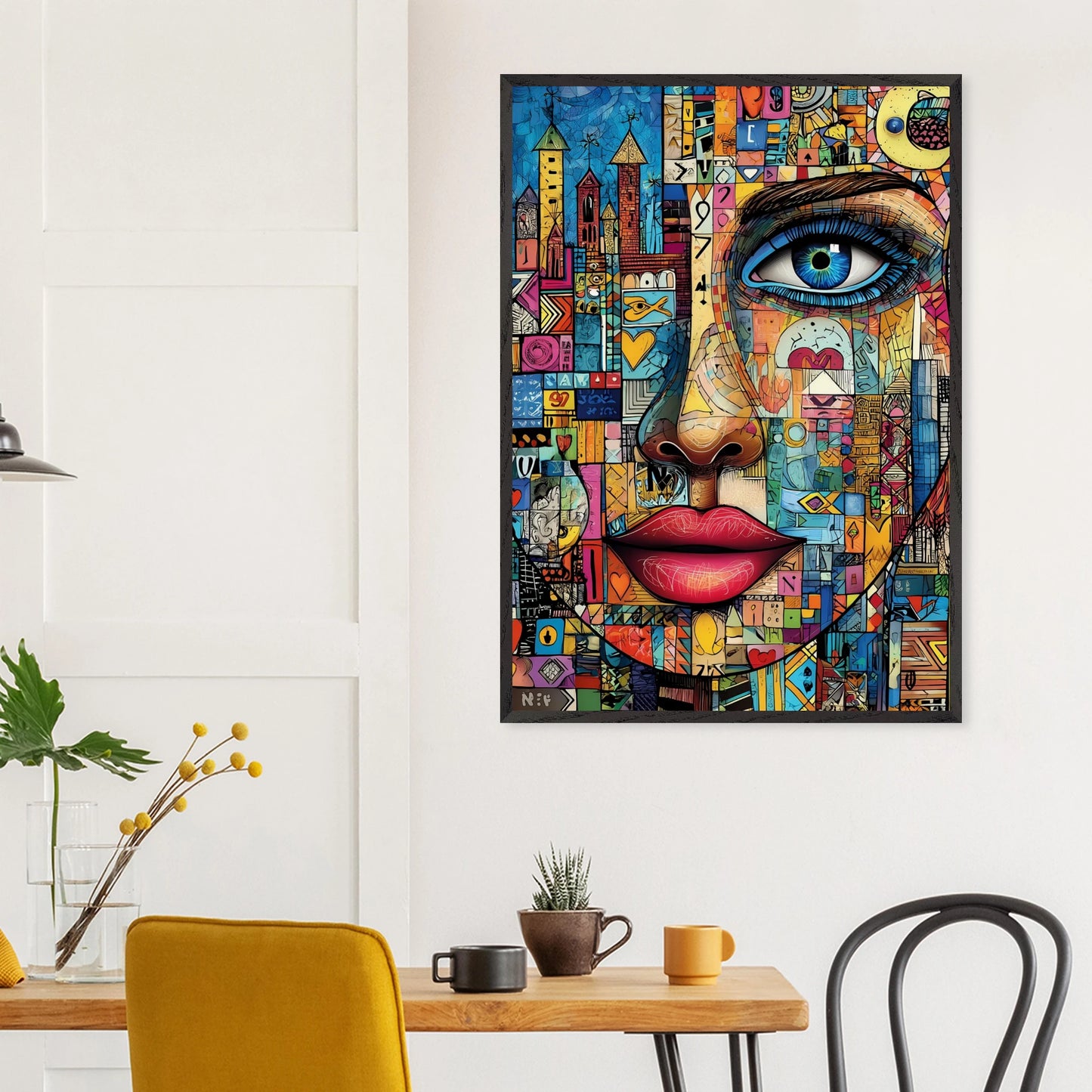 Visage Mosaïque — tableau encadré bois — vue 18 — art mural STNCL