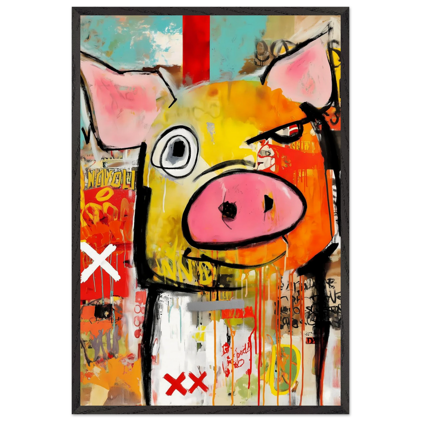 Le Cochon Bougon — tableau encadré bois — vue 2 — art mural STNCL