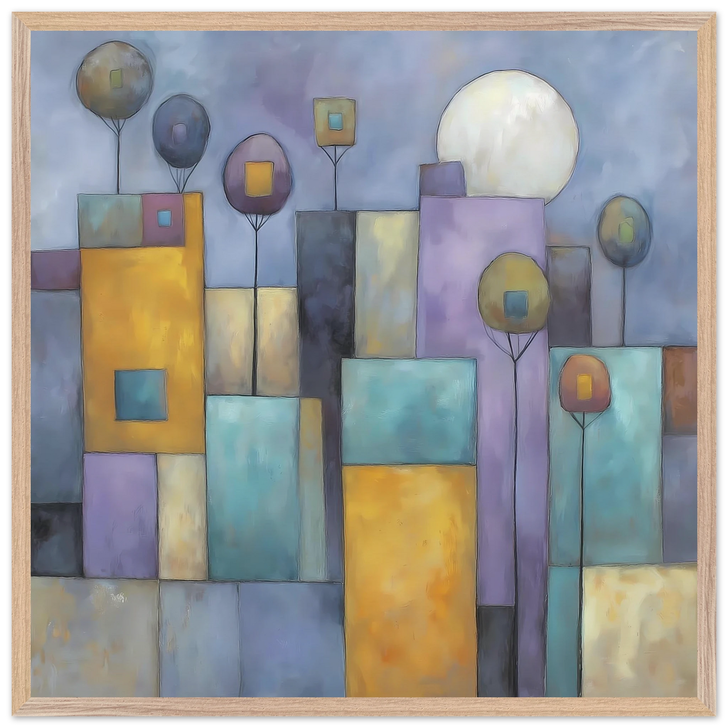 Ville sous la Lune — tableau encadré bois — vue 10 — art mural STNCL