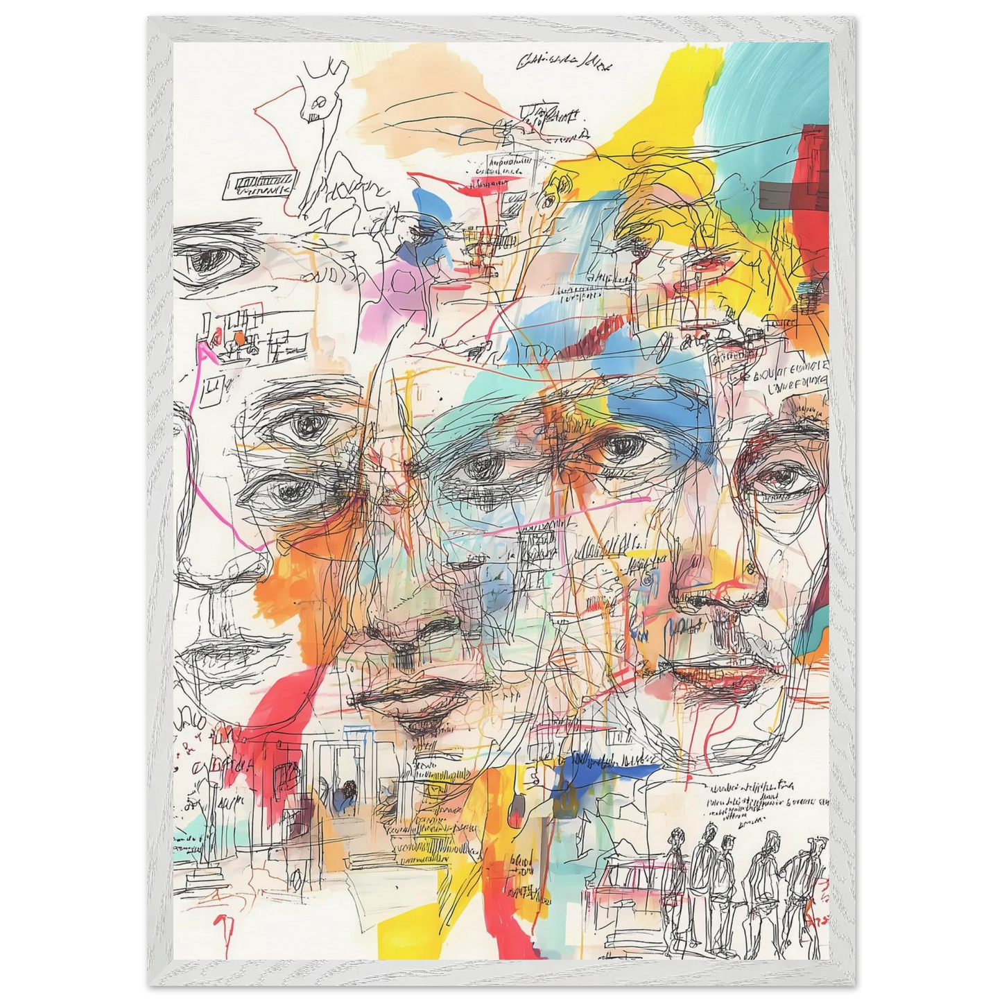 Carnet de Visages — tableau encadré bois — vue 11 — art mural STNCL