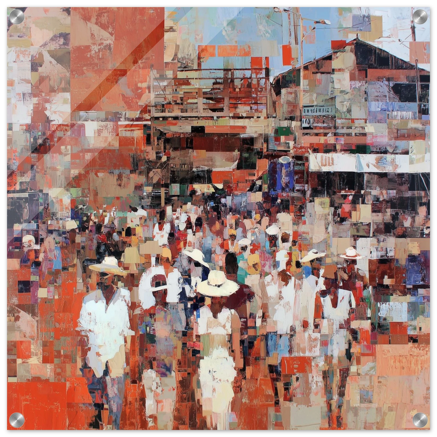 Foule en Chapeaux Blancs — tableau plexiglas — art mural STNCL