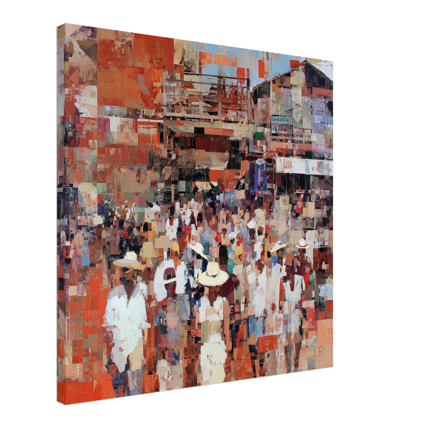 Foule en Chapeaux Blancs — tableau sur toile — art mural STNCL