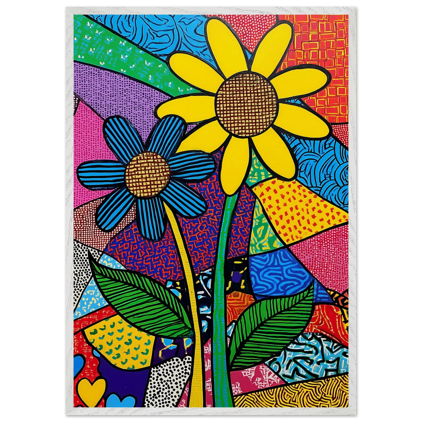 Deux Fleurs en Fête — tableau encadre bois — vue 5 — art mural STNCL