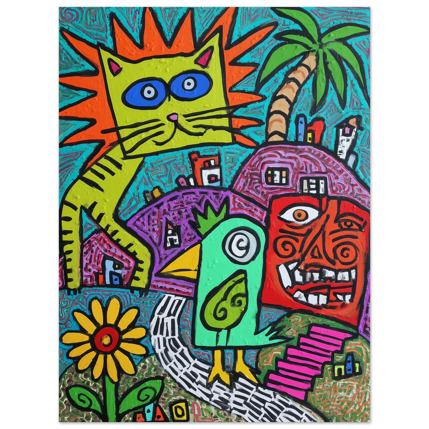La Fête du Chat Solaire — tableau aluminium — vue 5 — art mural STNCL