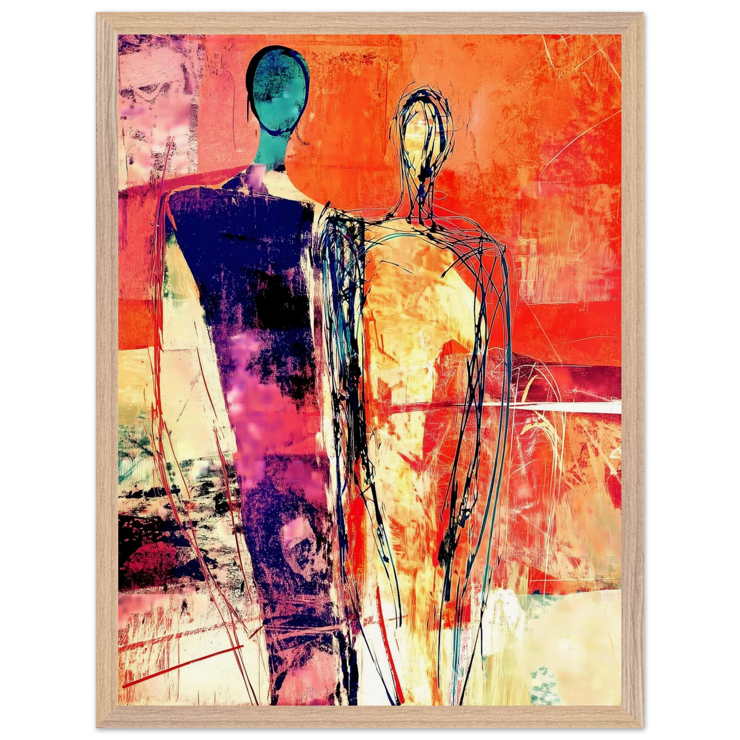 Deux Présences — tableau encadre bois — vue 3 — art mural STNCL