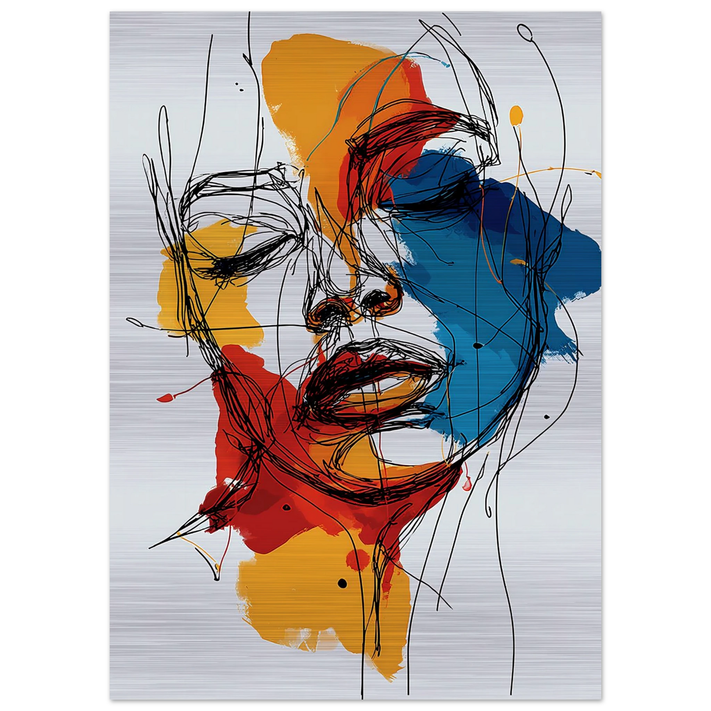 Visage en Filigrane — tableau aluminium — vue 4 — art mural STNCL