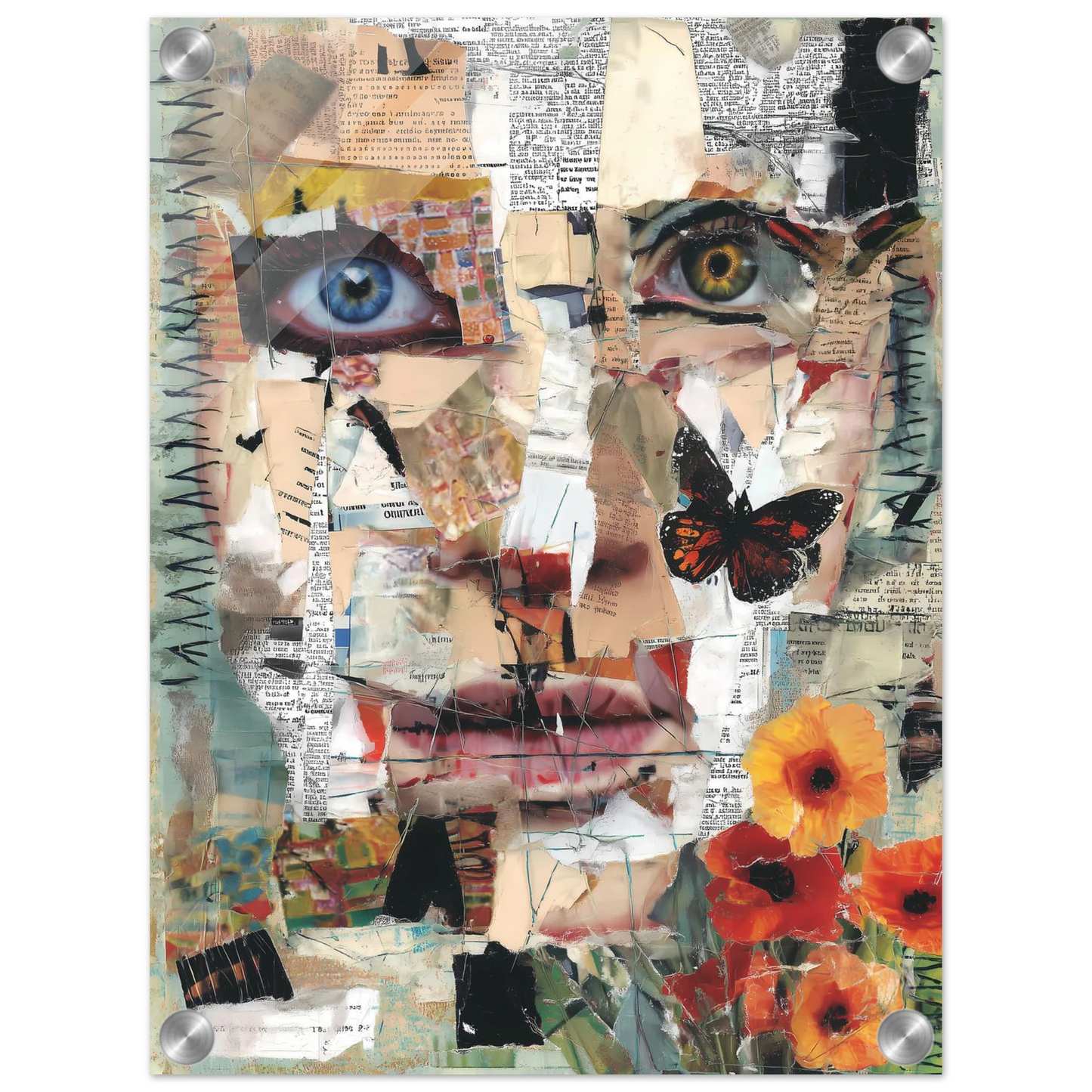 Le Visage de Papier — tableau plexiglas — vue 3 — art mural STNCL